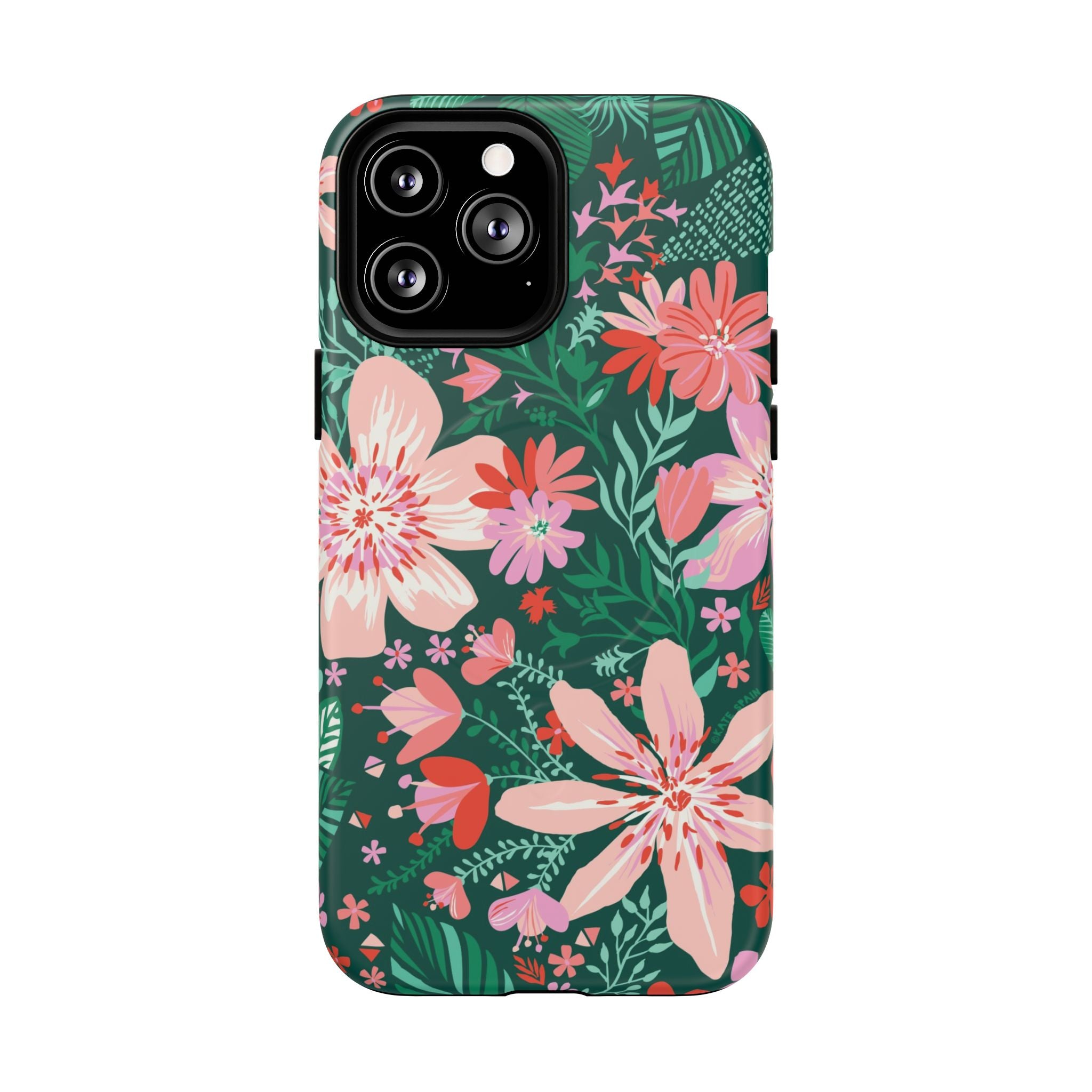Bonaire MagSafe iPhone 13 Pro Max Case – Matte | jade, pink, white tropical floral botanical print