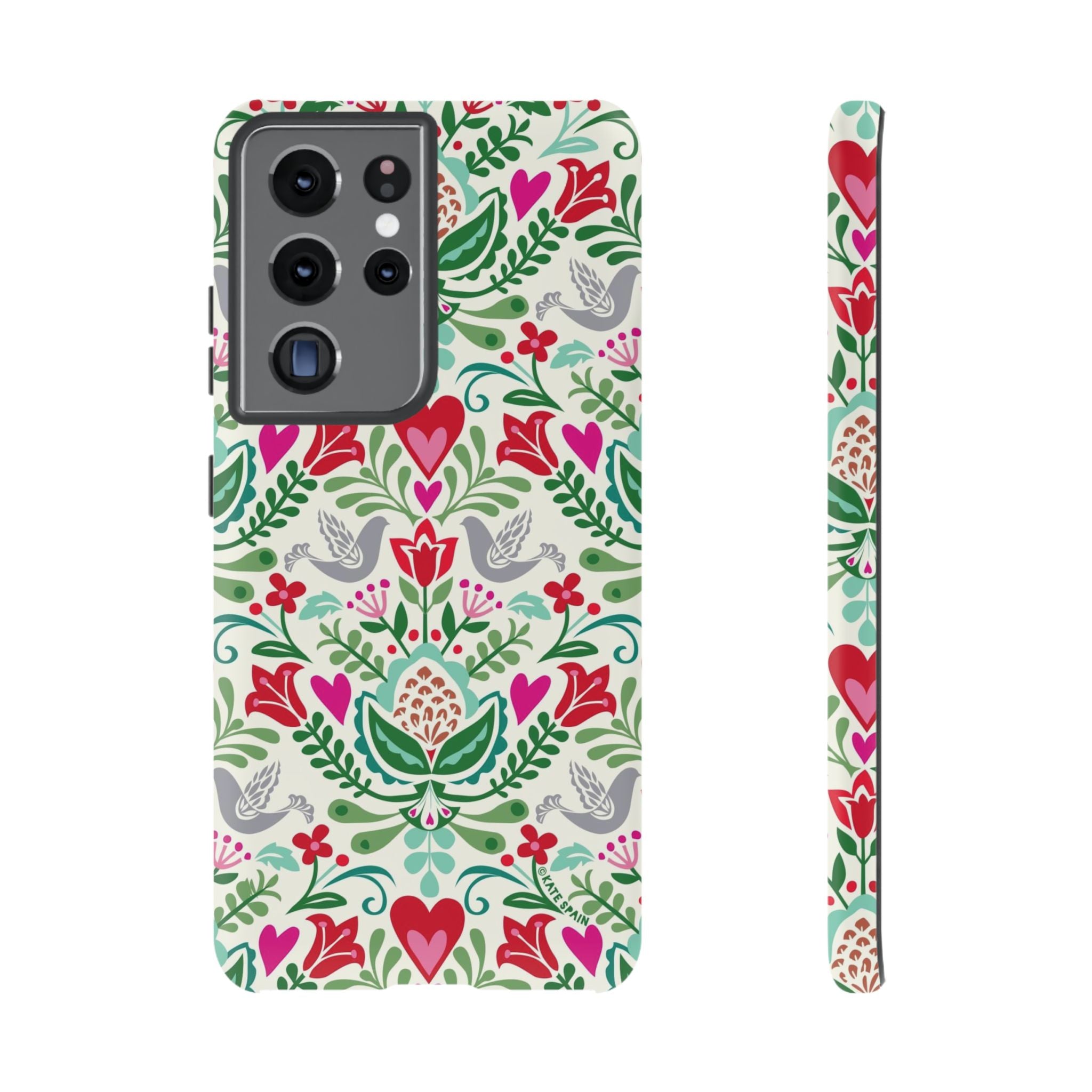 Rosemaling Samsung Galaxy S21 Ultra Case – Matte | white, red, green rosemaling floral print