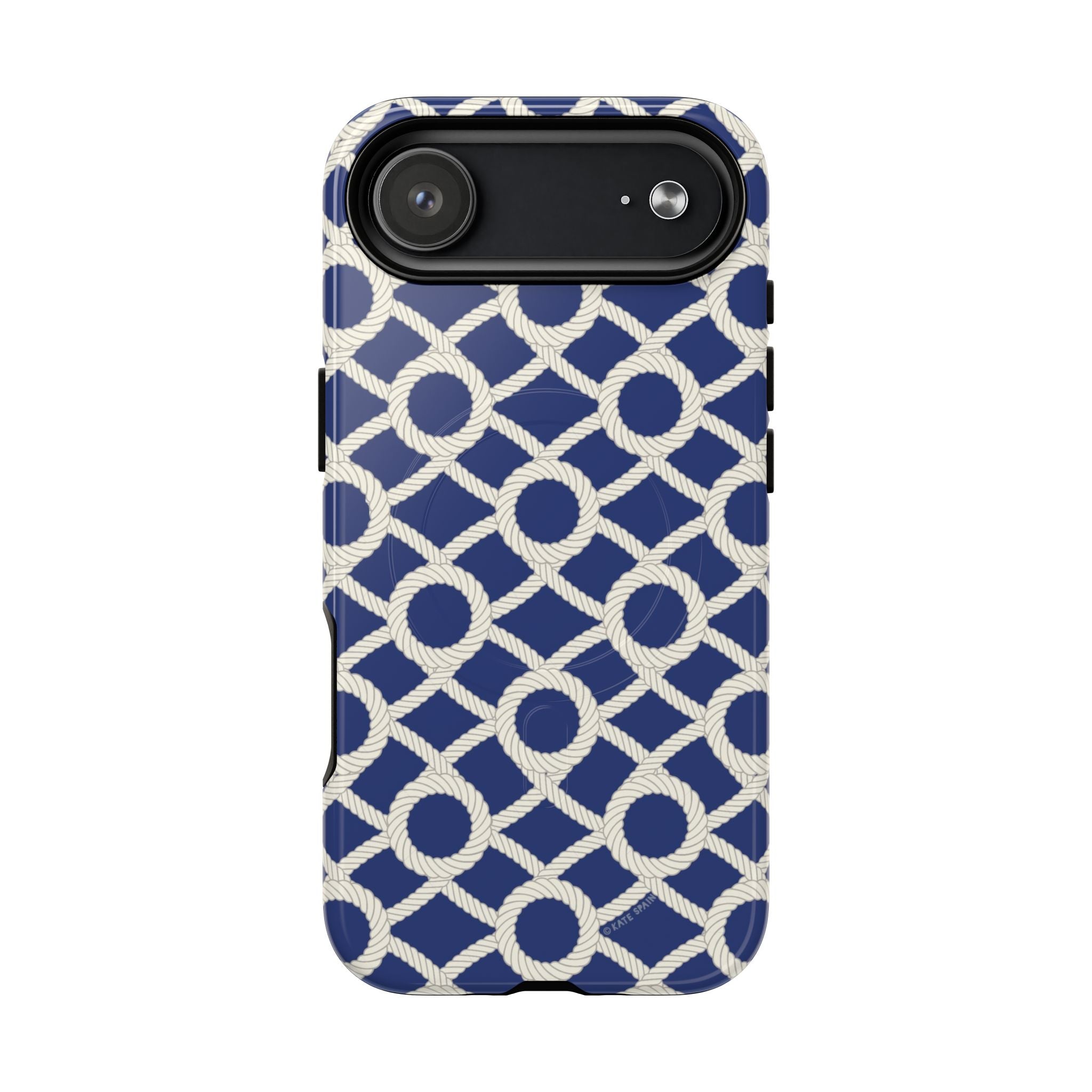 Sailor's Knot MagSafe iPhone 17 Air Case – Glossy | cream, navy nautical print