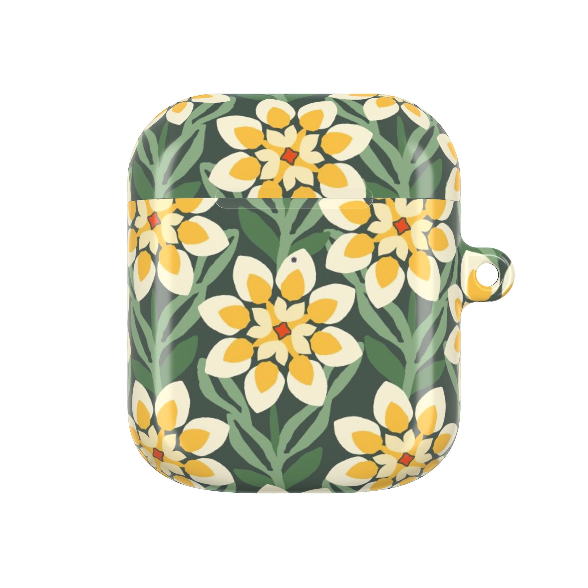 Modern Dahlia Green + Yellow AirPods Case
