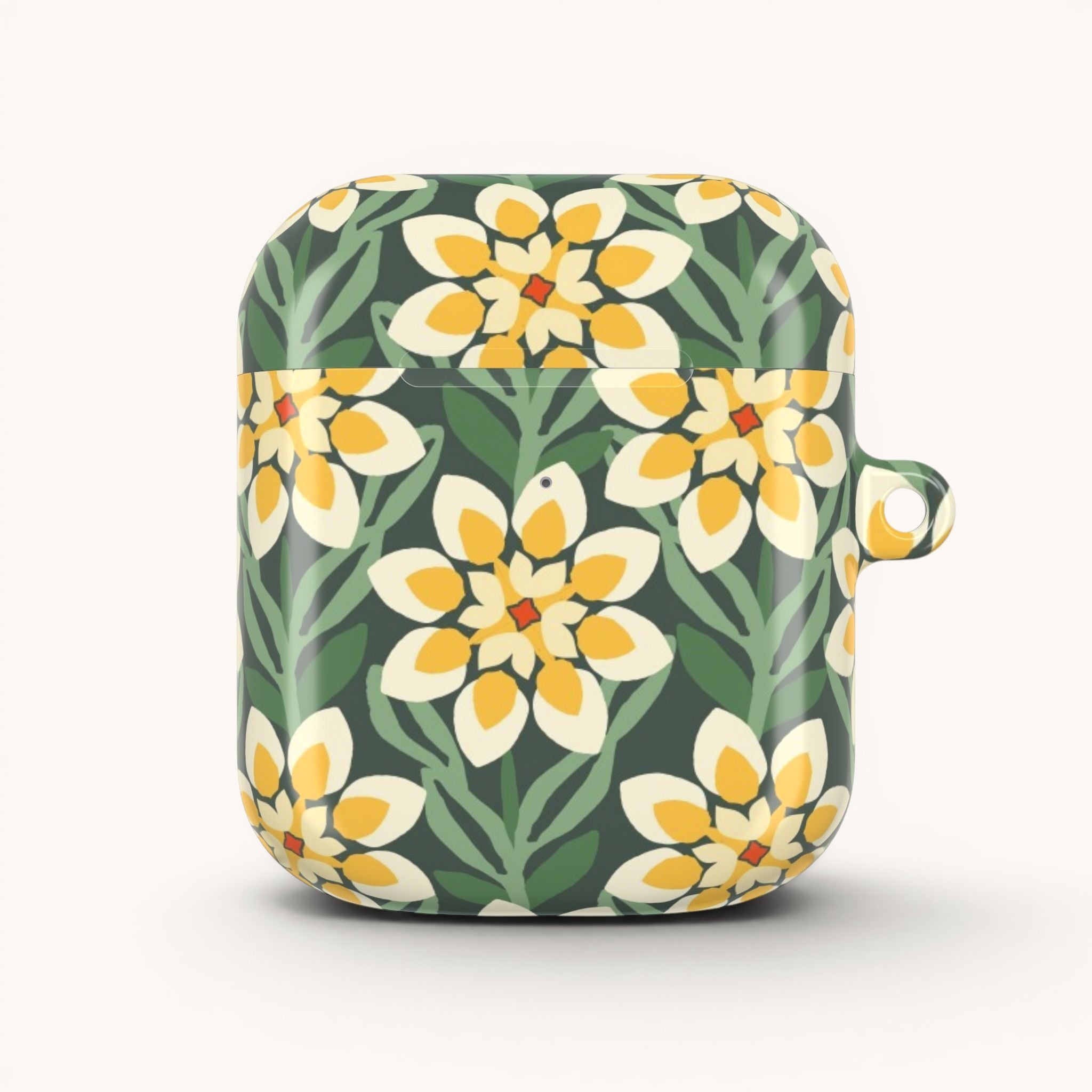 Modern Dahlia Green + Yellow AirPods Case
