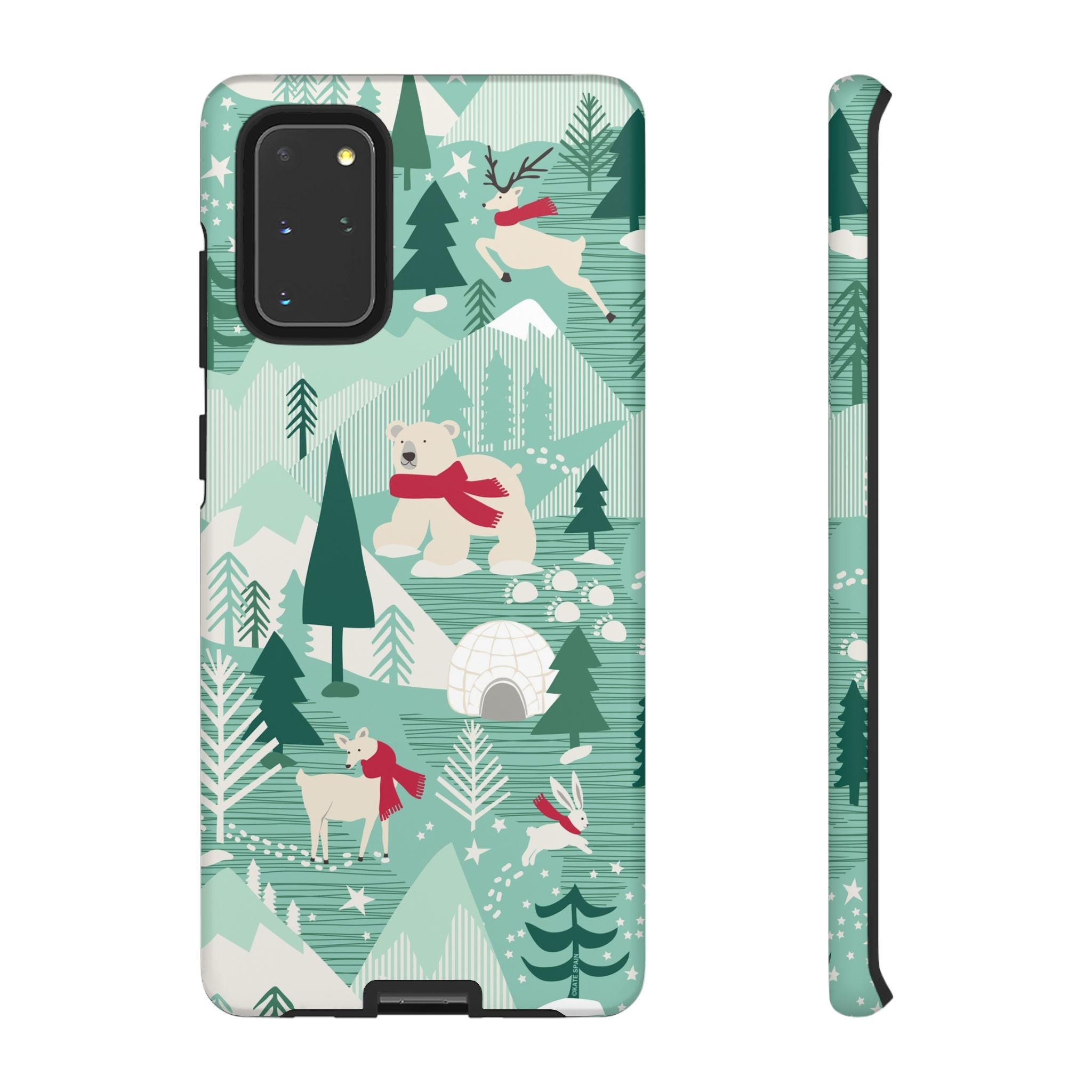 Arctica Winter Samsung Galaxy S20+ Case – Matte | aqua, evergreen, white, animal frolic winter wonderland print