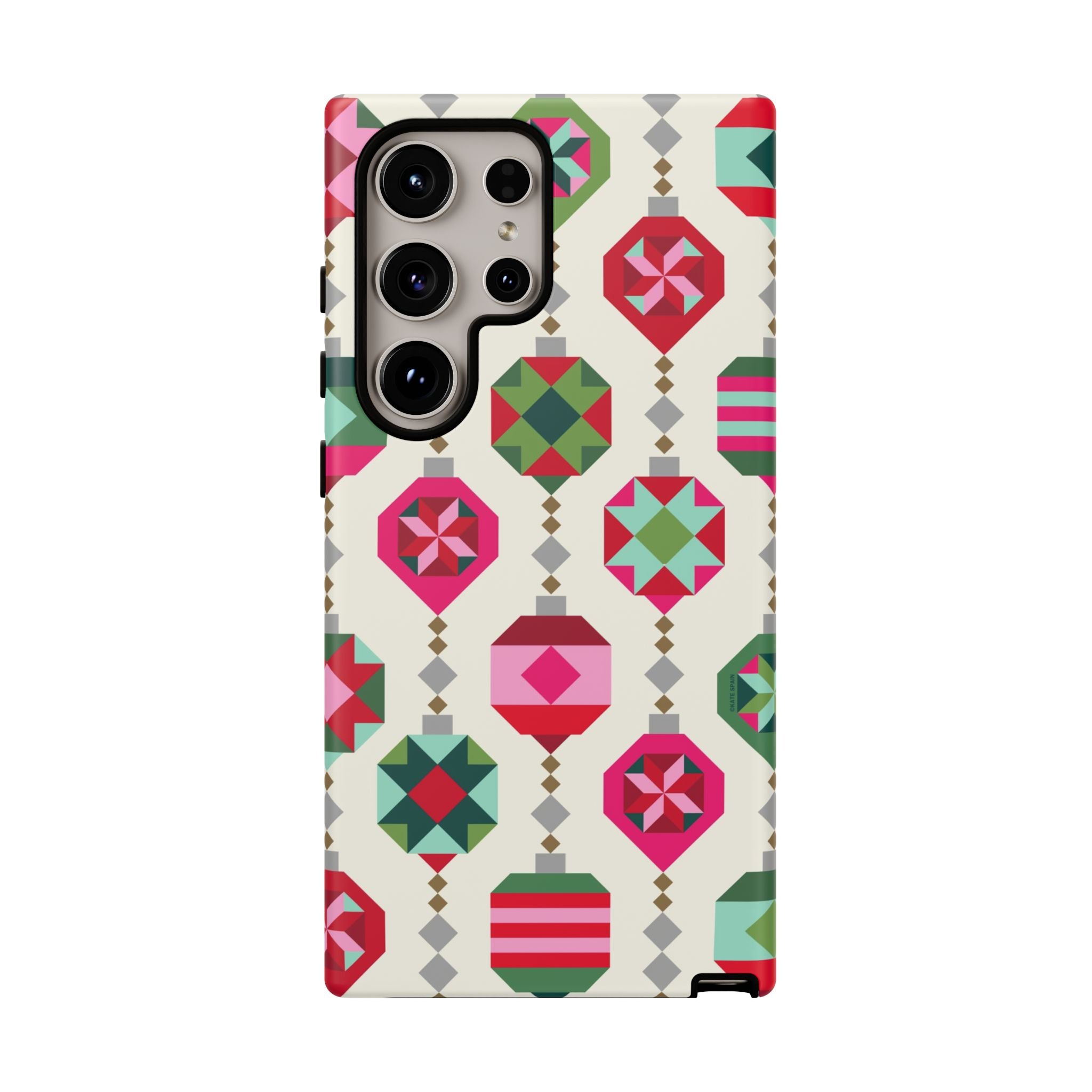 Felicity Ornaments Samsung Galaxy S24 Ultra Case – Matte | cream, red, pink, green, mint geometric quilted ornament print
