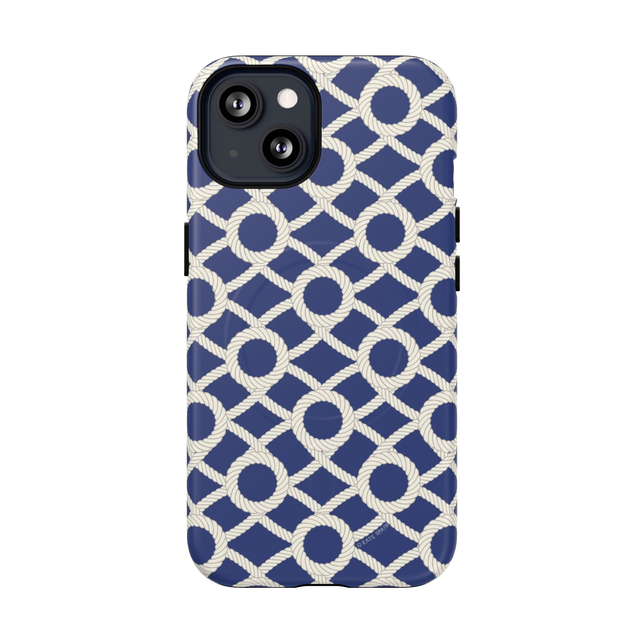 Sailor's Knot MagSafe iPhone 13 Case – Matte | cream, navy nautical print