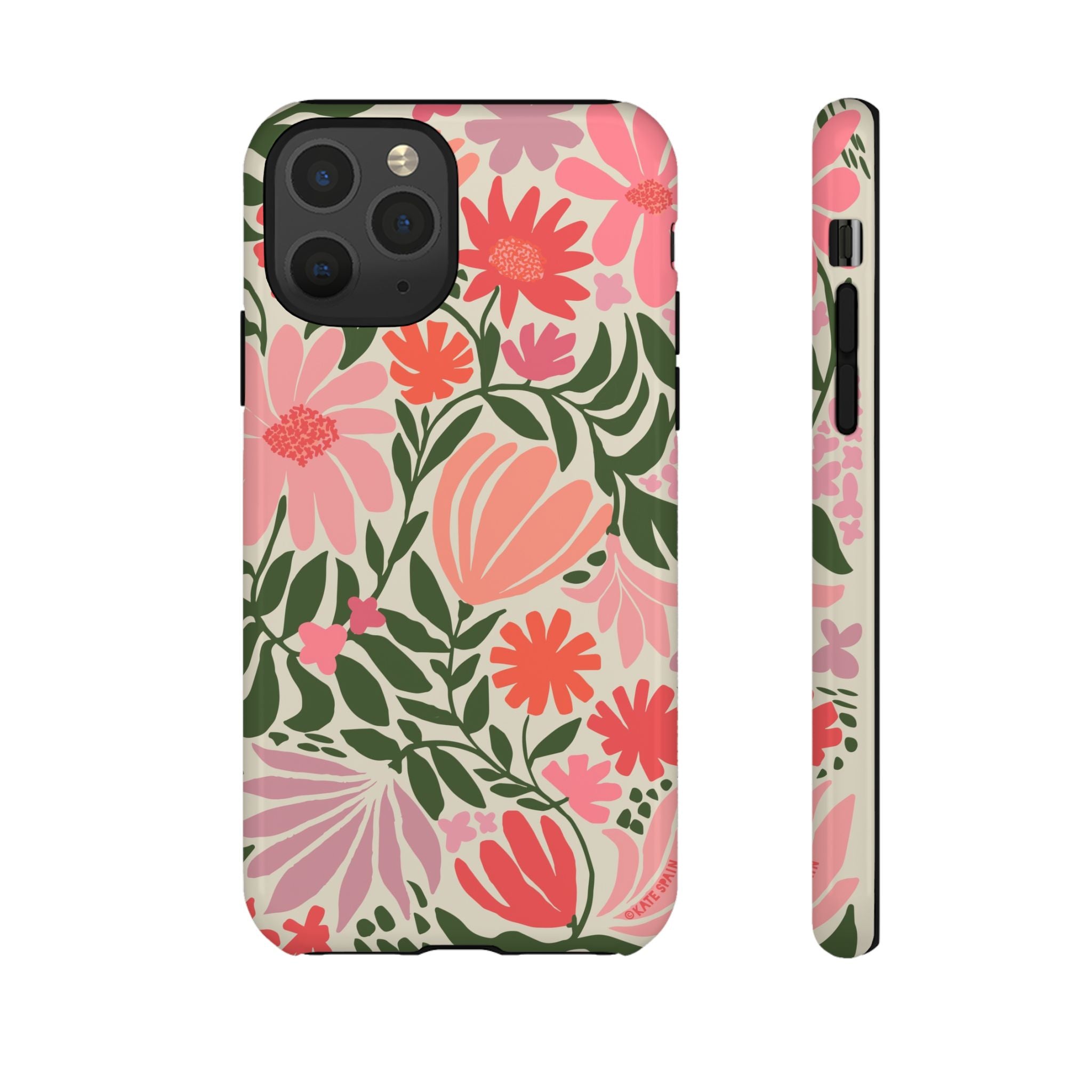 Calendula Tough iPhone 11 Pro Case – Glossy | periwinkle, cream, teal graphic daisy floral print
