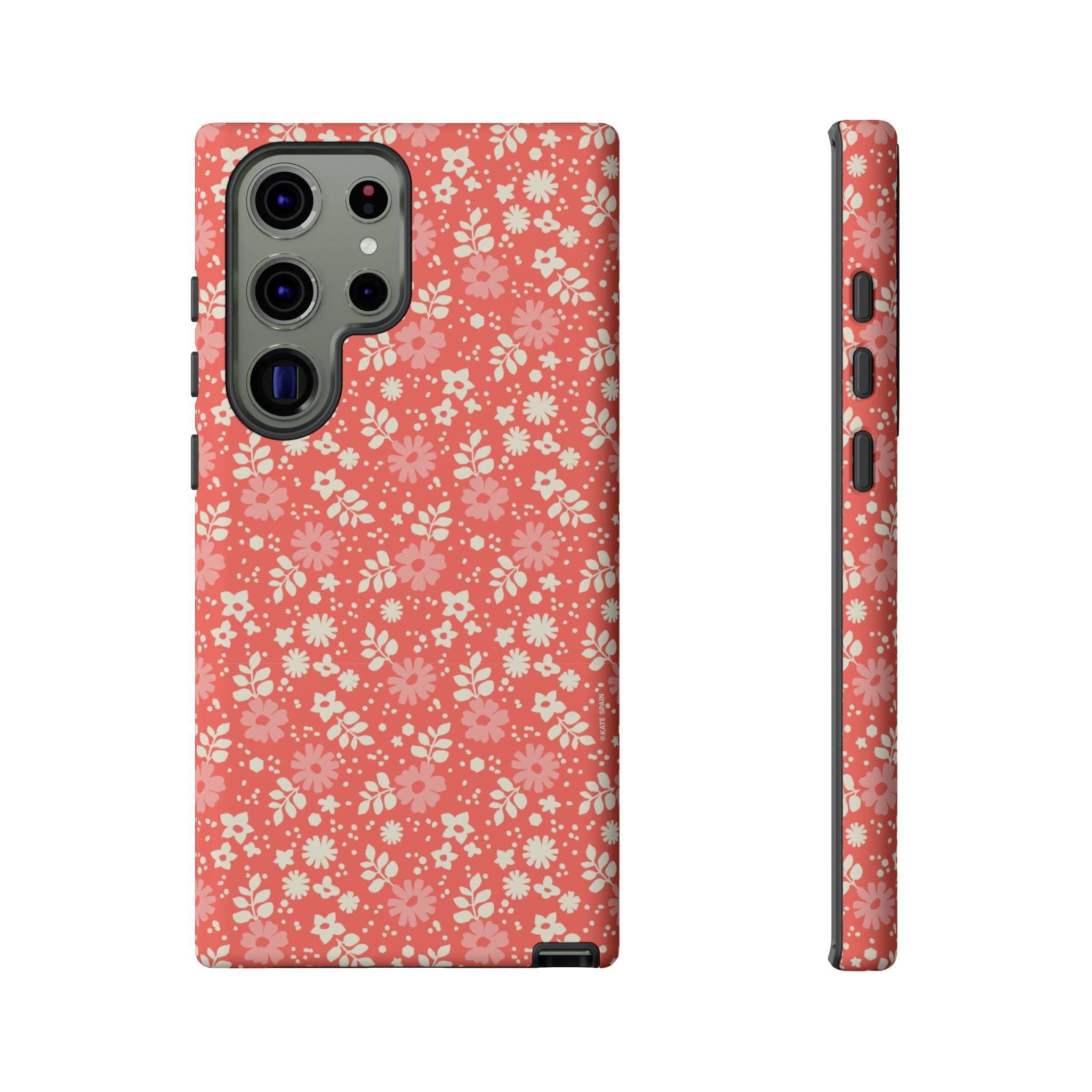 Petaline Samsung Galaxy S23 Ultra Case – Matte | coral, cream, pink ditsy floral print