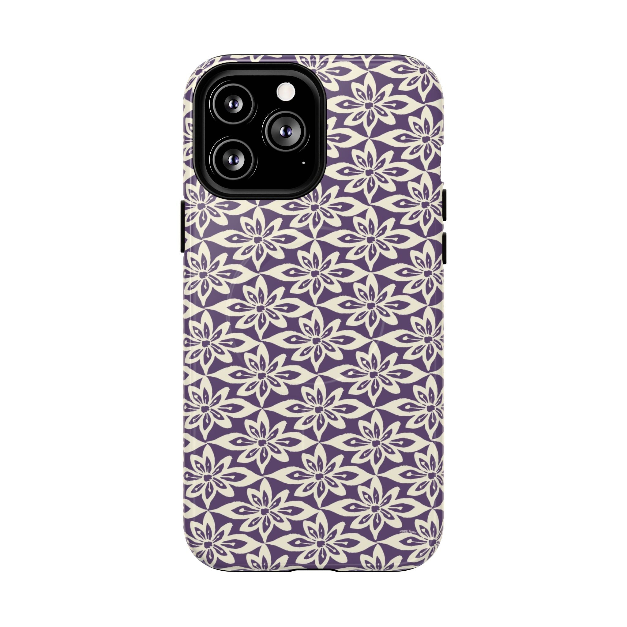 Lily Plum MagSafe iPhone 13 Pro Max Case – Glossy | graphic white lily print on rich violet — botanical MagSafe case by Kate Spain