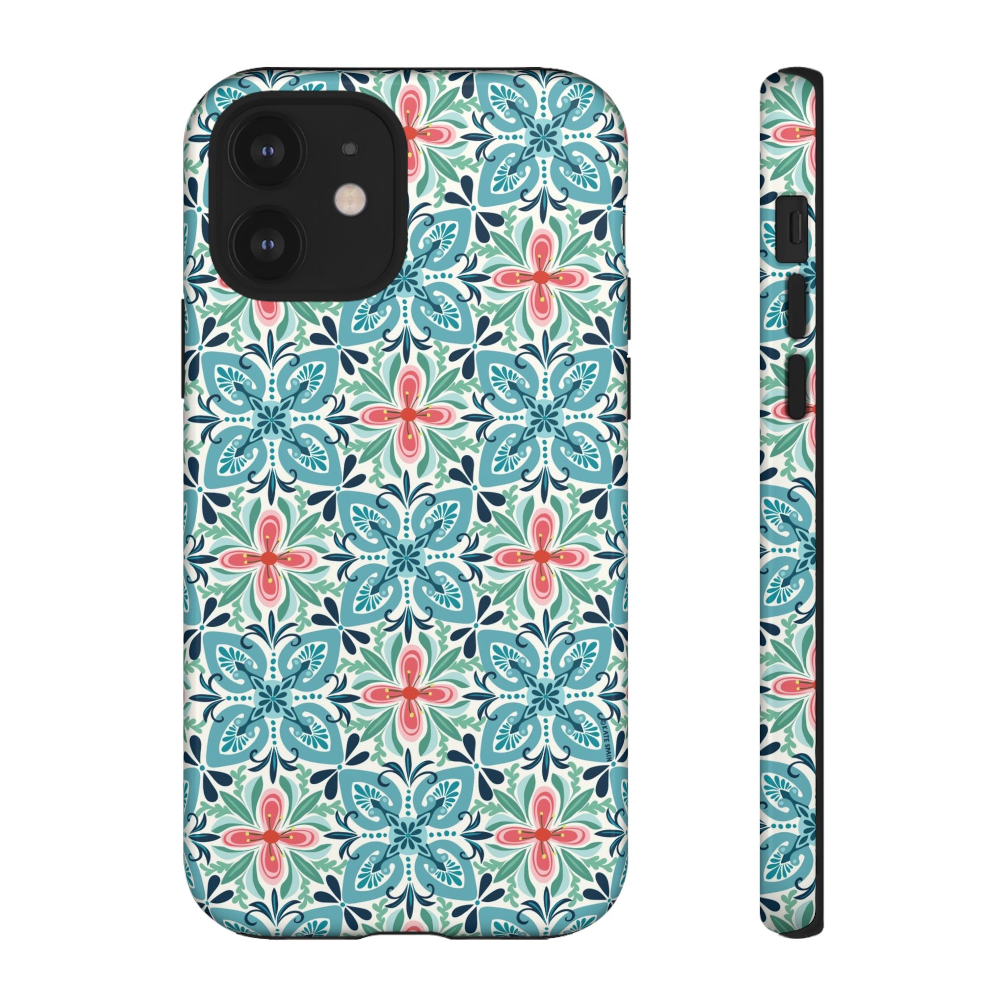 Stonecrop Tough iPhone 12 Case – Glossy | sage, cream, blush botanical succulent print