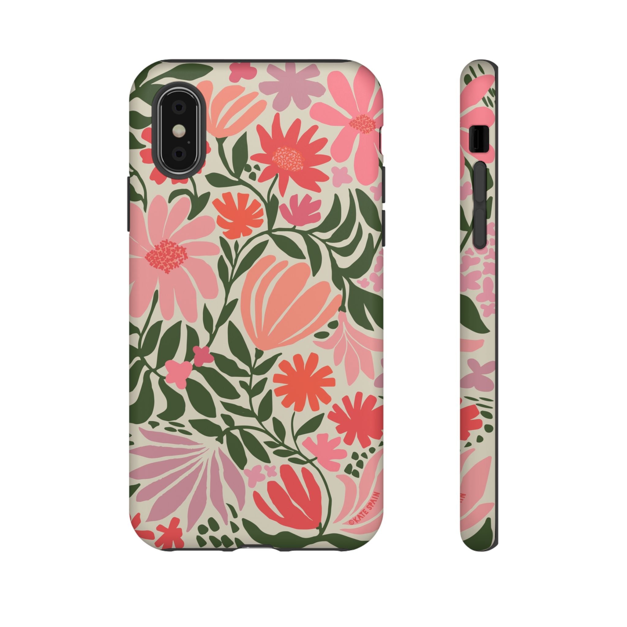 Calendula Tough iPhone X Case – Matte | periwinkle, cream, teal graphic daisy floral print