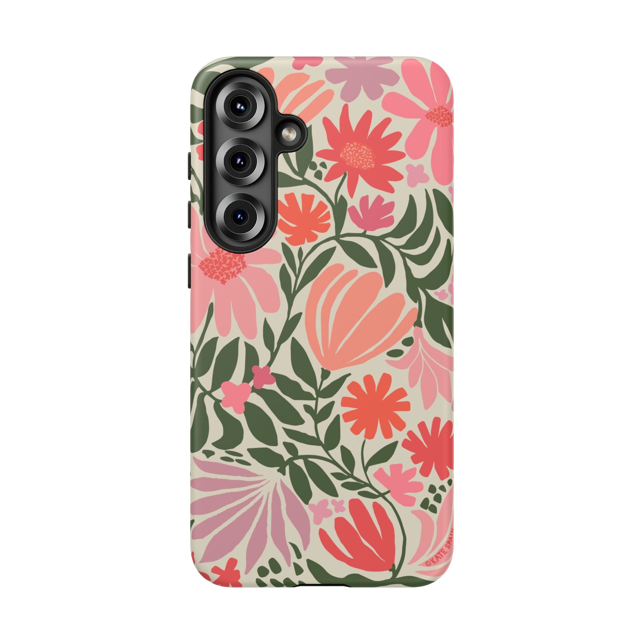 Luxury Botanica Samsung Galaxy S25 Plus Case – Matte | cream, coral, pink botanical wildflower print