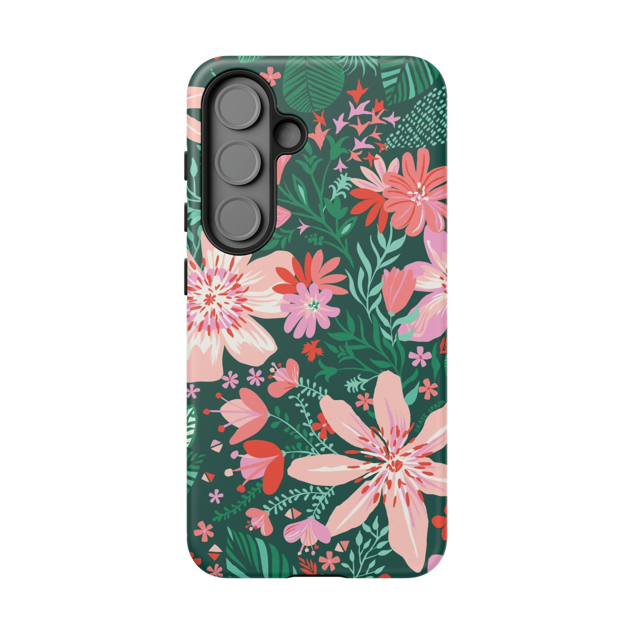 Tropical Bonaire Samsung Galaxy S25 Case – Matte | jade, pink, white tropical floral botanical print