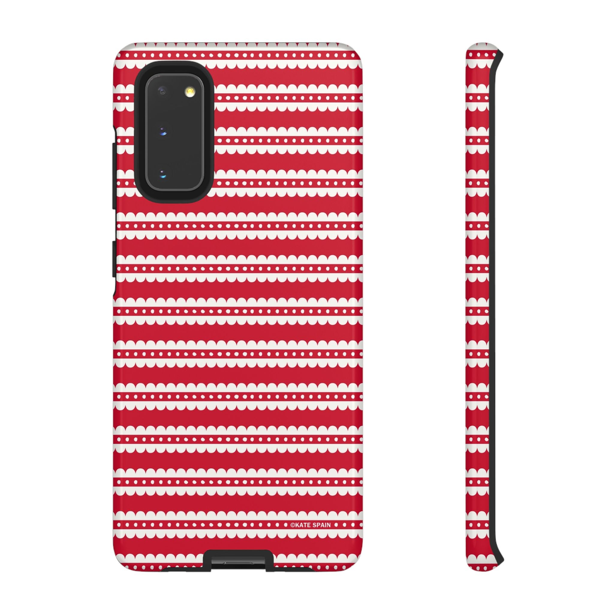 Candy Cane Stripe Samsung Galaxy S20 Case – Glossy | red, cream scalloped candy cane stripe print