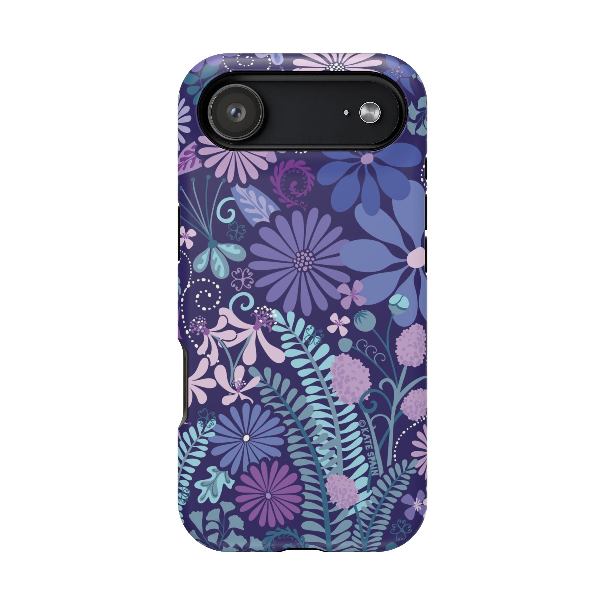 Luxury Terrain MagSafe iPhone 17 Air Case – Matte | navy, purple, aqua botanical woodland floral print