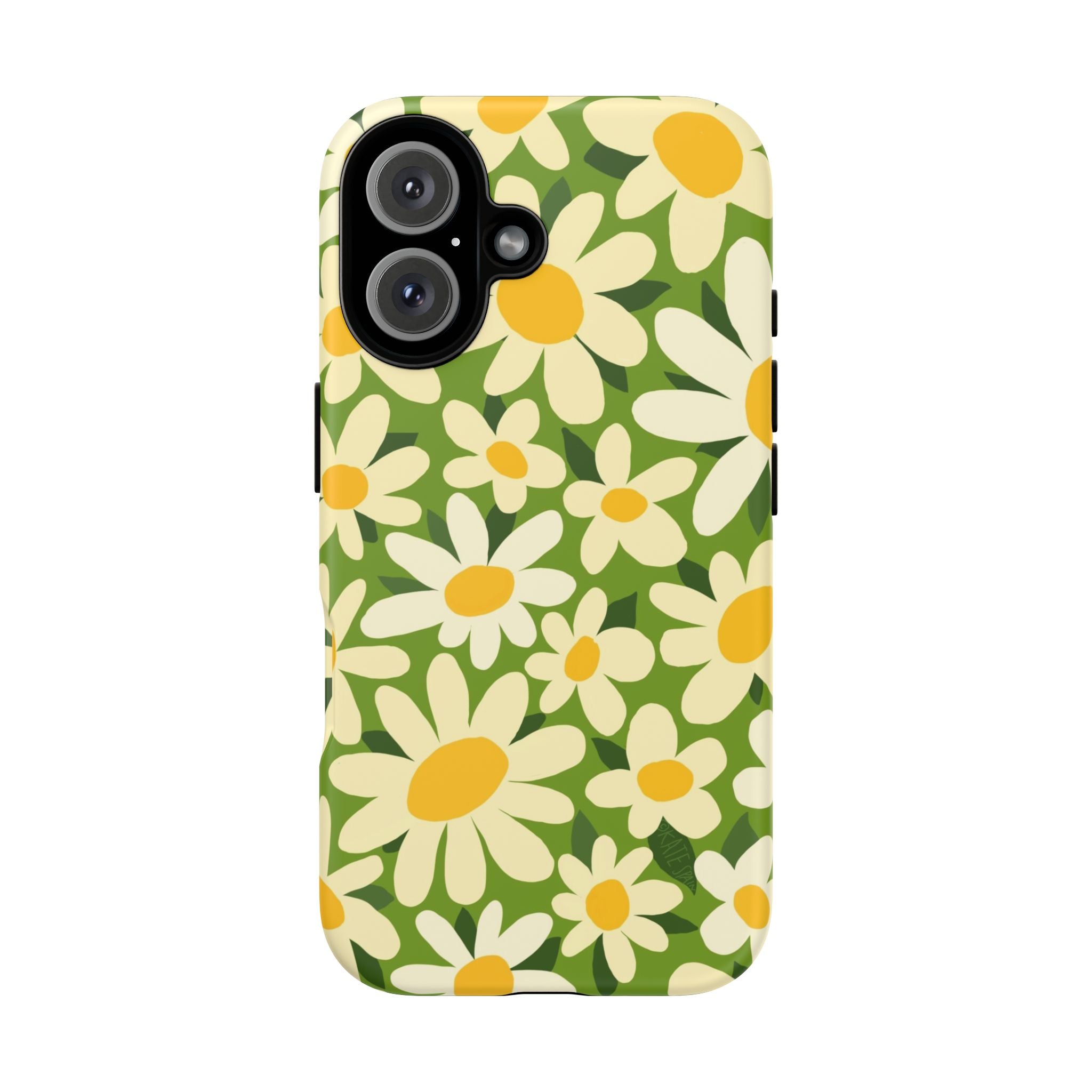 Shasta Daisy Tough iPhone 16 Case – Matte | green, white, yellow daisy floral print