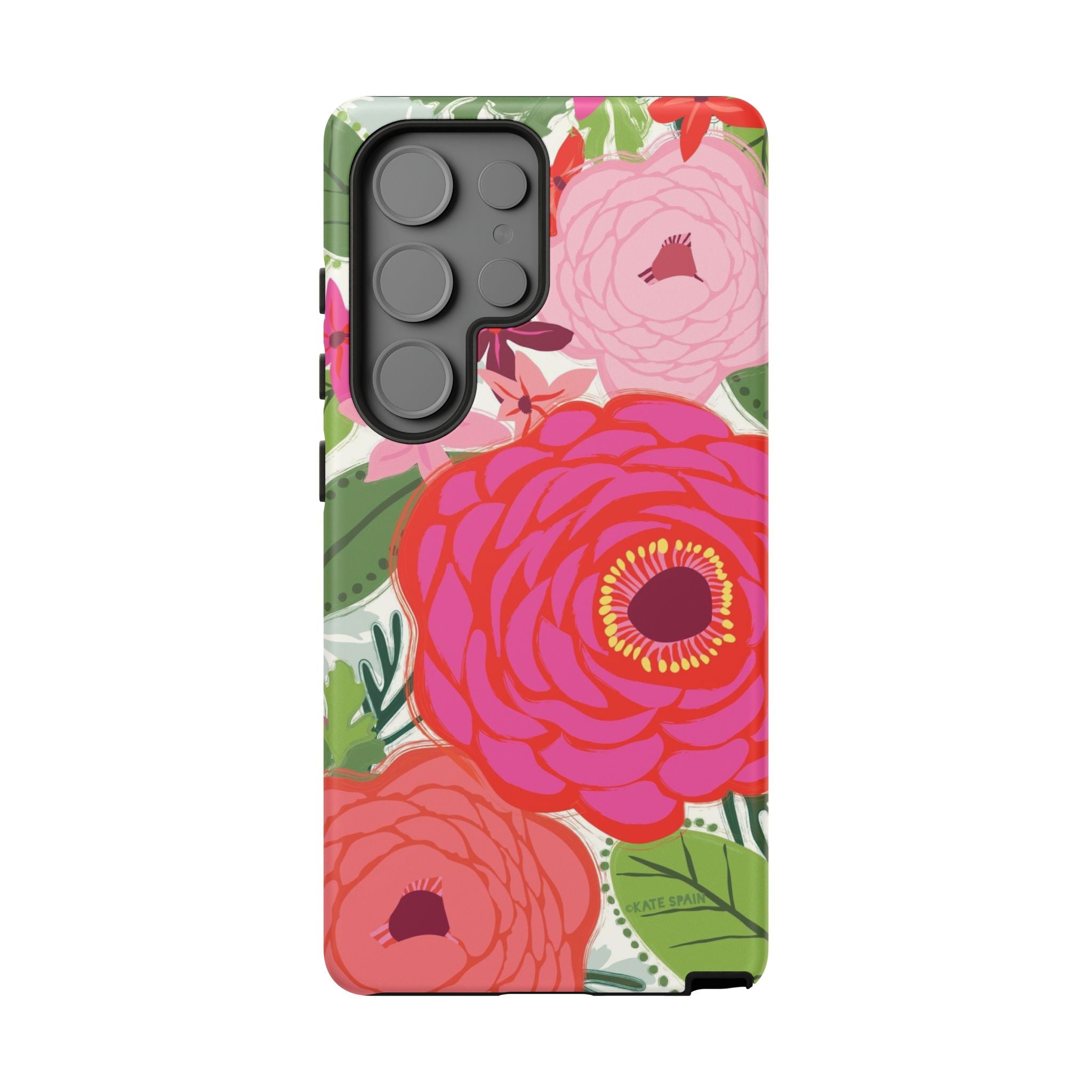 Bloomerie Samsung Tough Phone Case Samsung Galaxy S25 Ultra Case – Matte | cream, magenta, coral botanical peony floral print 