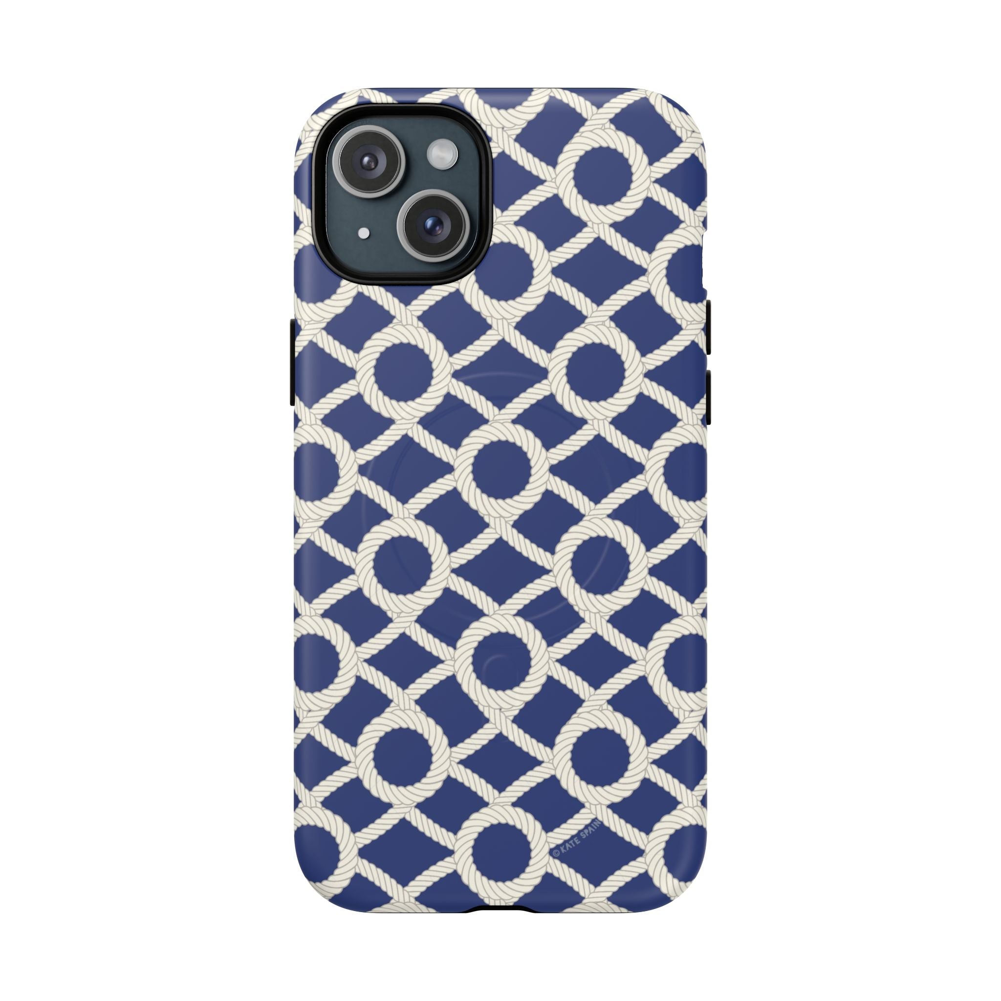 Sailor's Knot MagSafe iPhone 15 Plus Case – Matte | cream, navy nautical print
