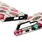 Felicity Ornaments Samsung Galaxy S26 Case – Glossy | cream, red, pink, green, mint geometric quilted ornament print