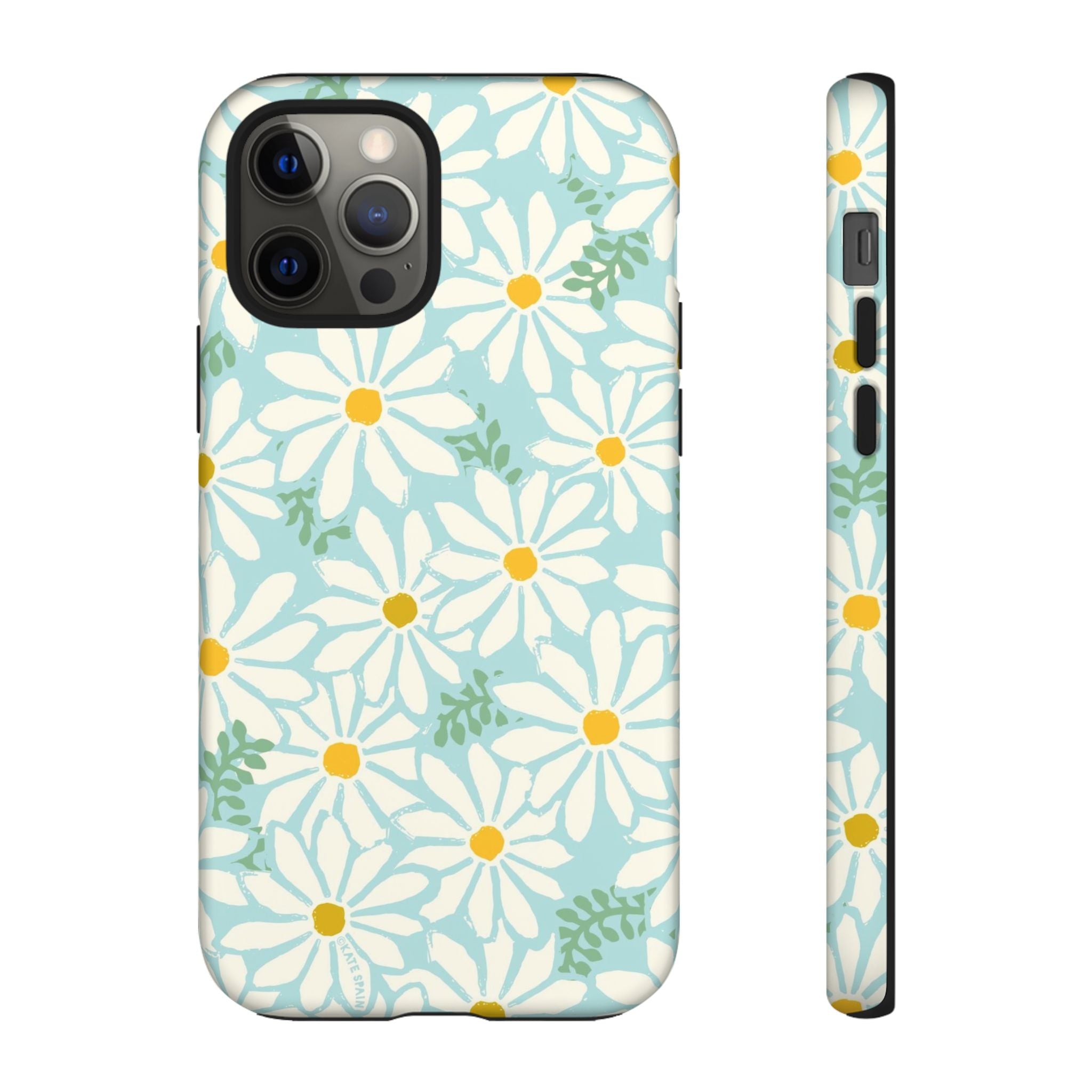 Daisies Tough iPhone 12 Pro Case – Matte | mint, white, yellow botanical daisy floral print