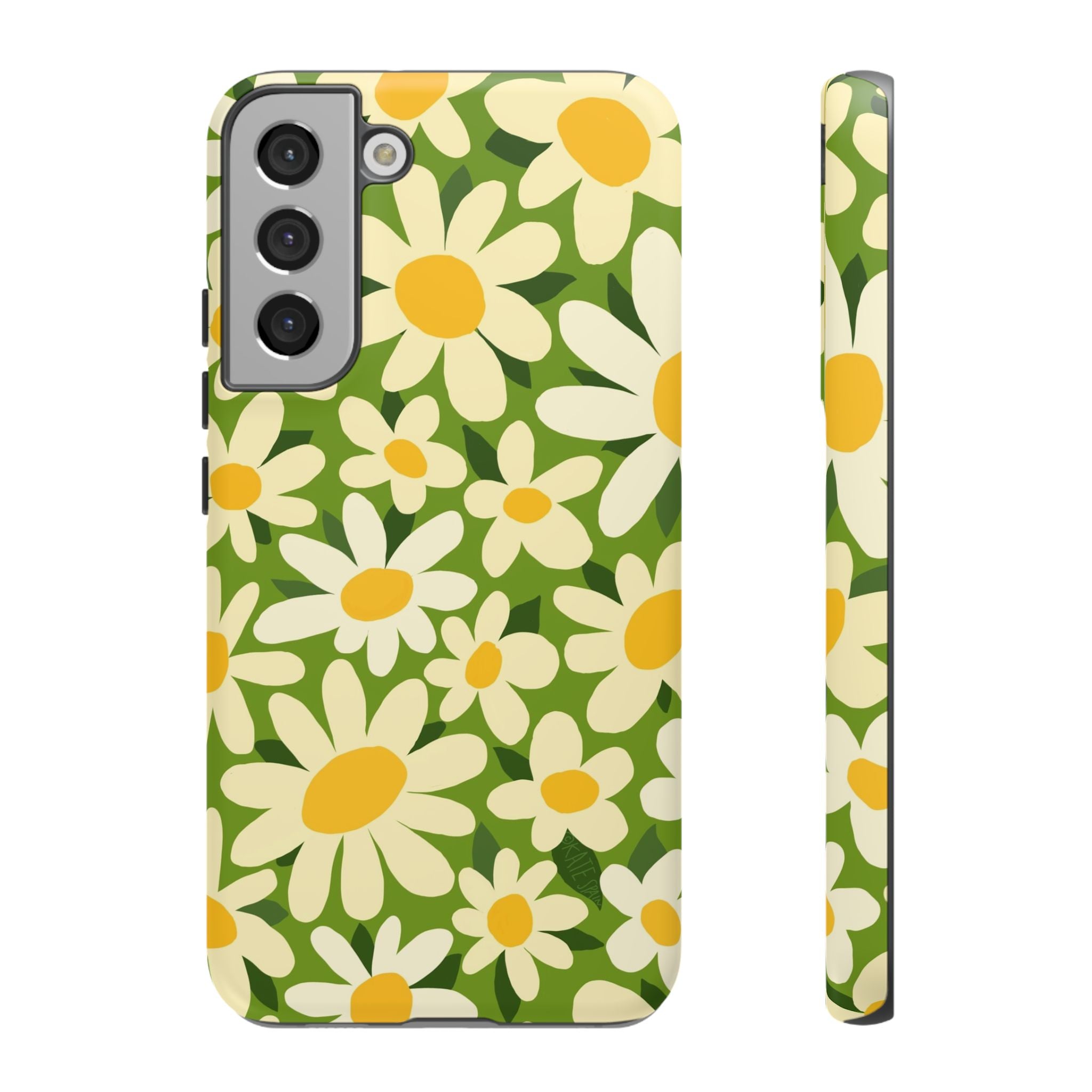 Luxury Shasta Samsung Galaxy S22 Plus Case – Matte | green, white, yellow daisy floral print