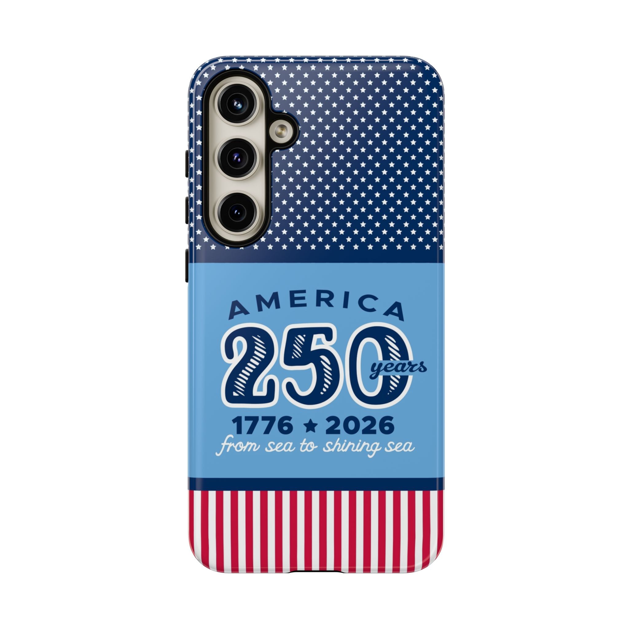 Sea to Shining Sea Samsung Galaxy S22 Plus Case – Glossy | navy, sky blue, red patriotic America 250 commemorative print