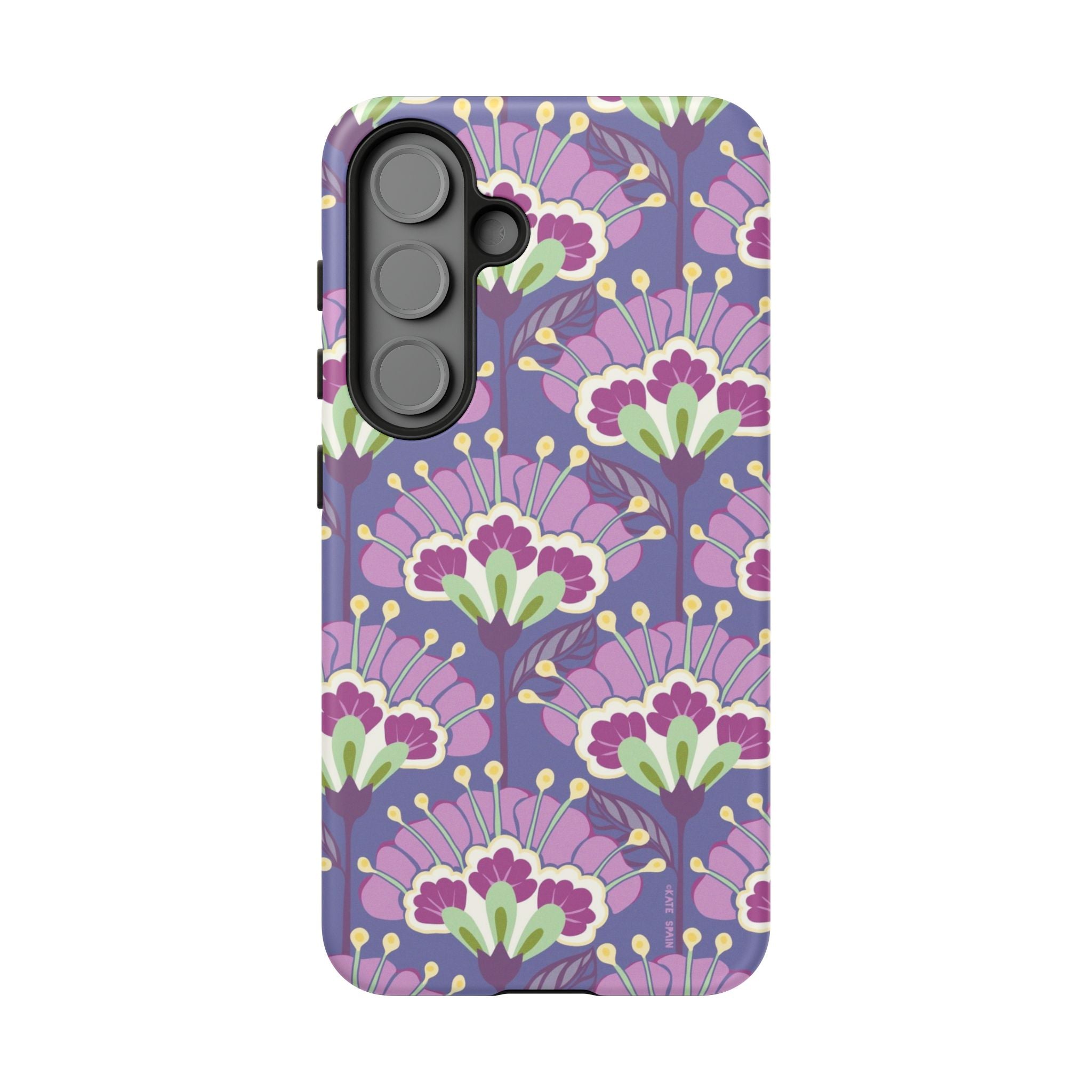 Luxury Lantern Flower Samsung Galaxy S25 Case – Matte | mauve, purple, lime green floral print