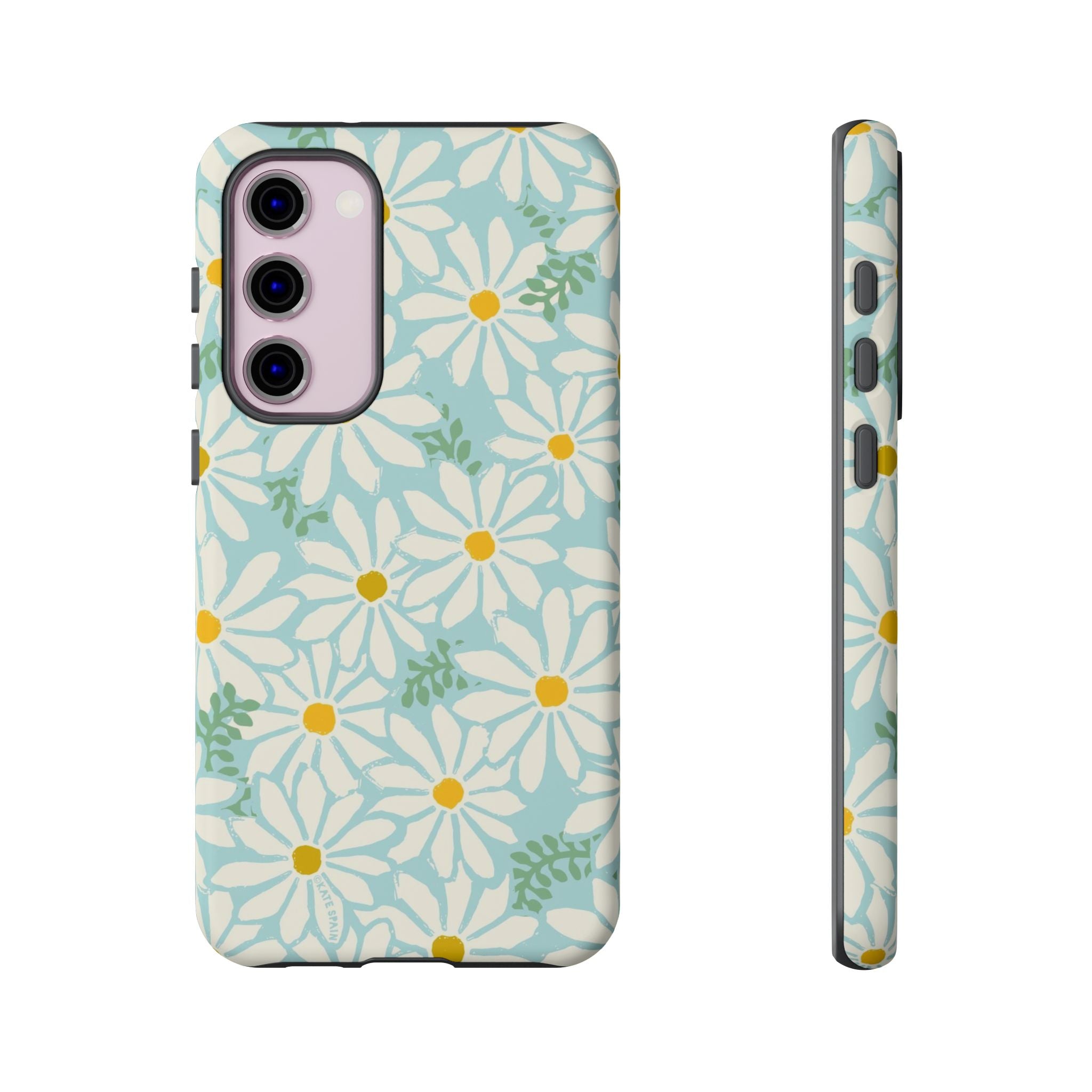 Luxury Daisies Samsung Galaxy S23 Plus Case – Matte | white, yellow, aqua daisy floral print
