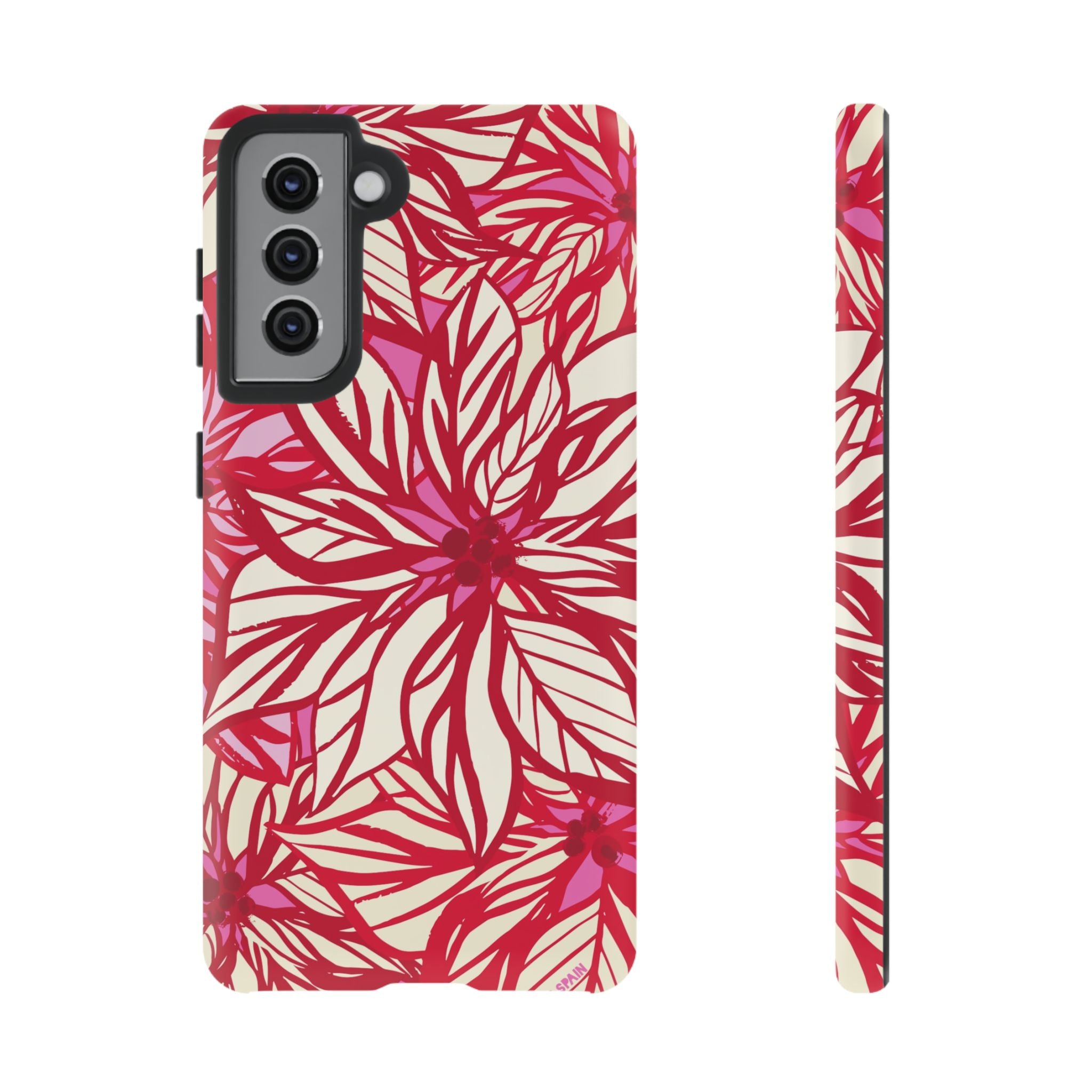 Poinsettia Samsung Galaxy S21 Case – Matte | cream, red, pink poinsettia botanical print