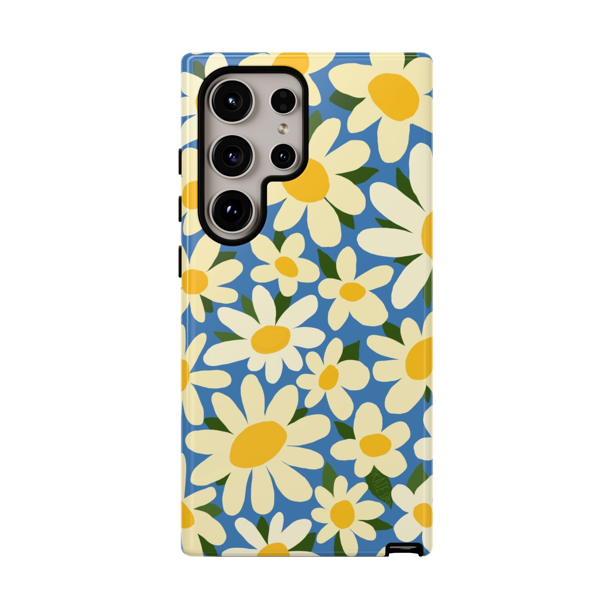 Luxury Shasta Samsung Galaxy S24 Ultra Case – Glossy | blue, yellow, white daisy floral print