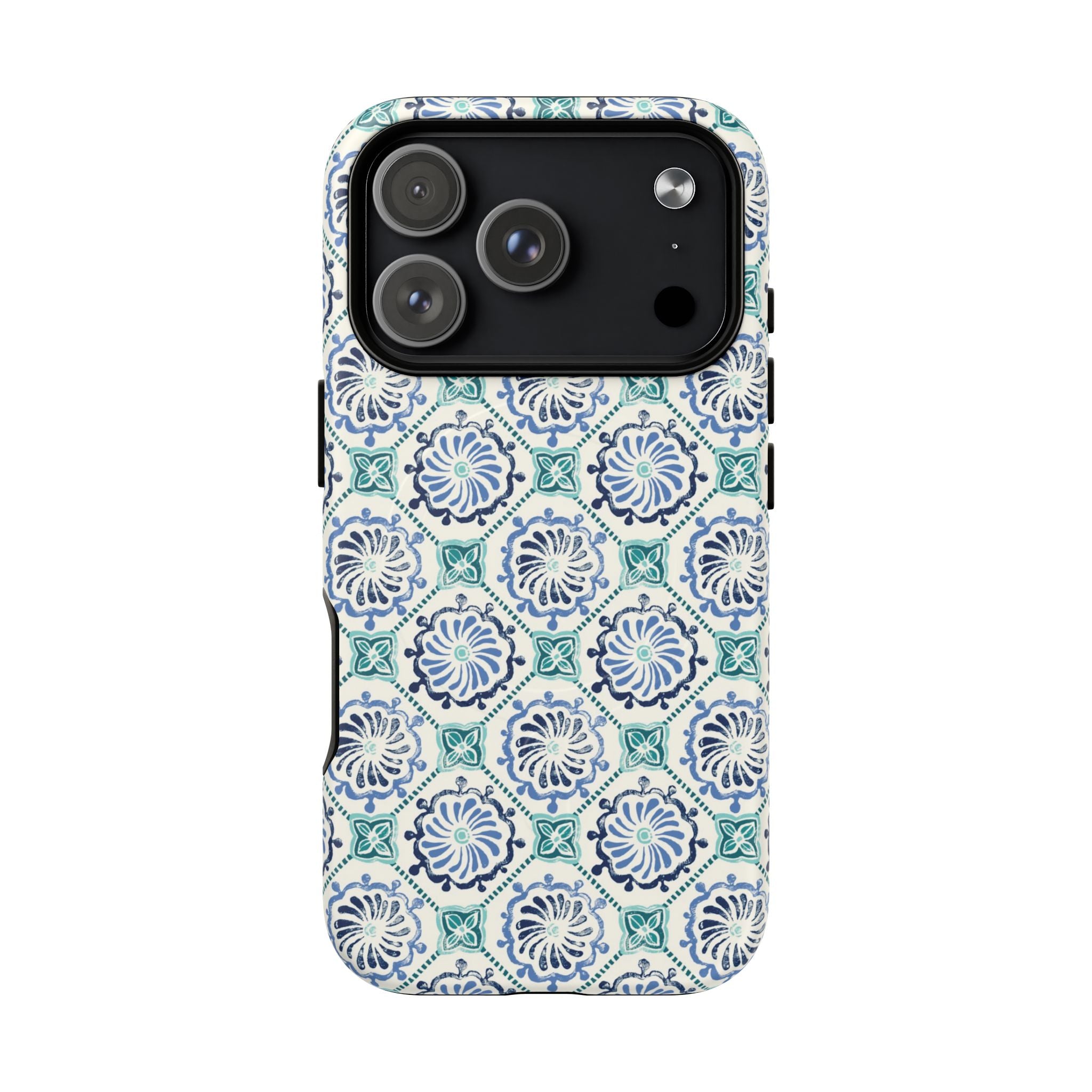 Horizon Blue Tile MagSafe iPhone 17 Pro Case – Matte | blue, turquoise, cream white MagSafe compatible, dual-layer protection