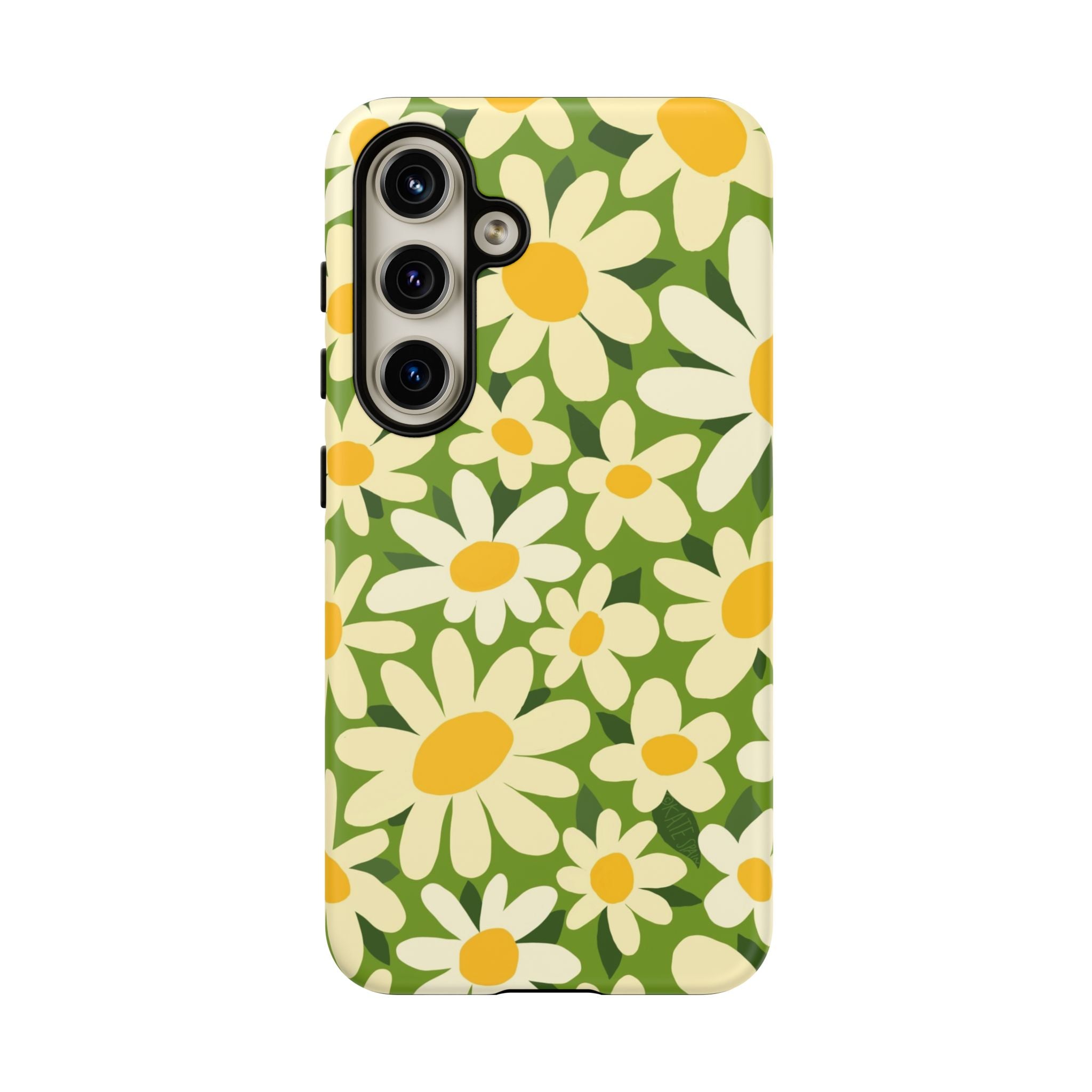 Luxury Shasta Samsung Galaxy S24 Case – Matte | green, white, yellow daisy floral print