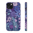 Terrain Night Tough iPhone 13 Case – Matte | navy, purple, aqua botanical woodland floral print