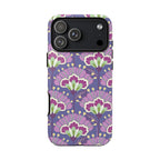 Lantern Flower Tough iPhone 17 Pro Max Case – Glossy | periwinkle, purple, mauve, sage botanical lantern floral print