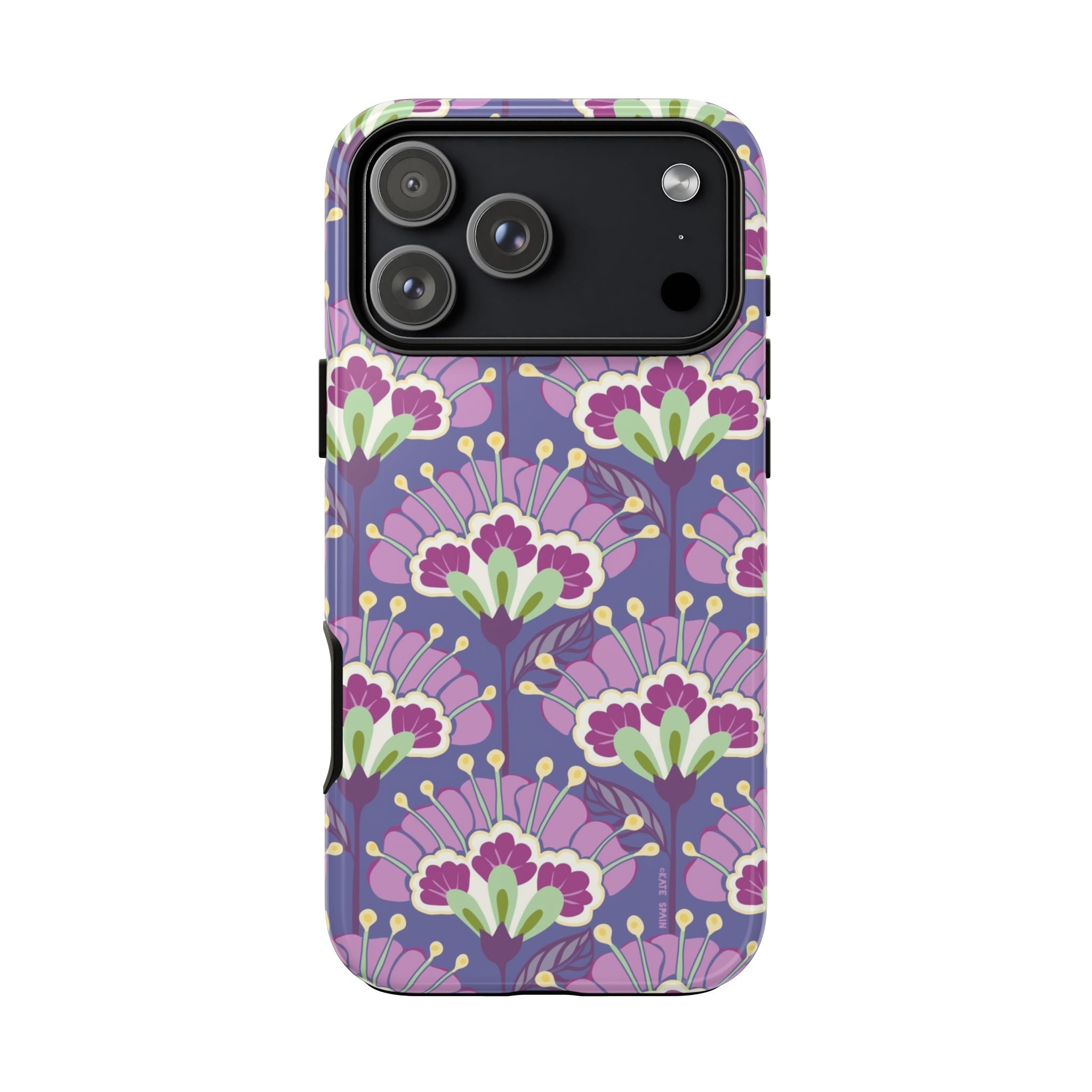 Lantern Flower Tough iPhone 17 Pro Max Case – Glossy | periwinkle, purple, mauve, sage botanical lantern floral print