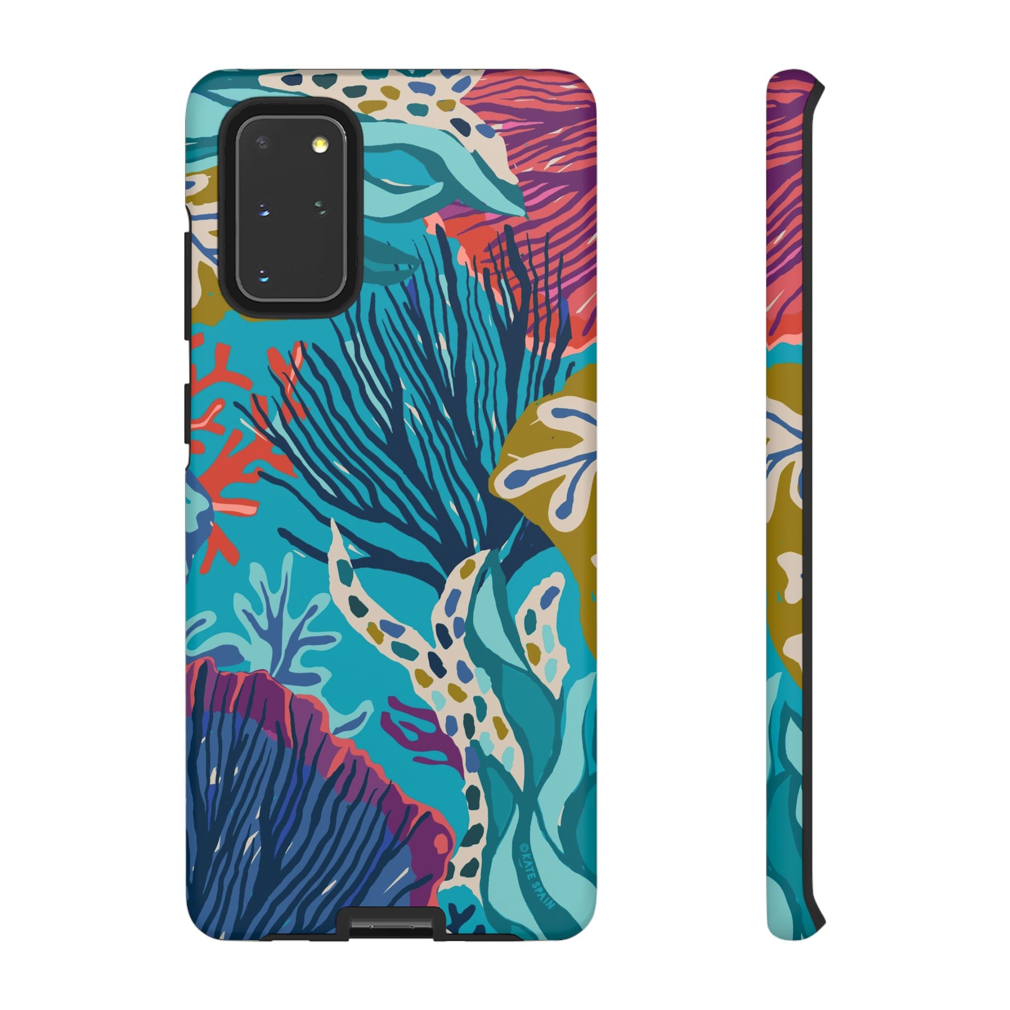 Luxury Reef Samsung Galaxy S20+ Case – Matte | teal, navy, magenta, olive coral reef print