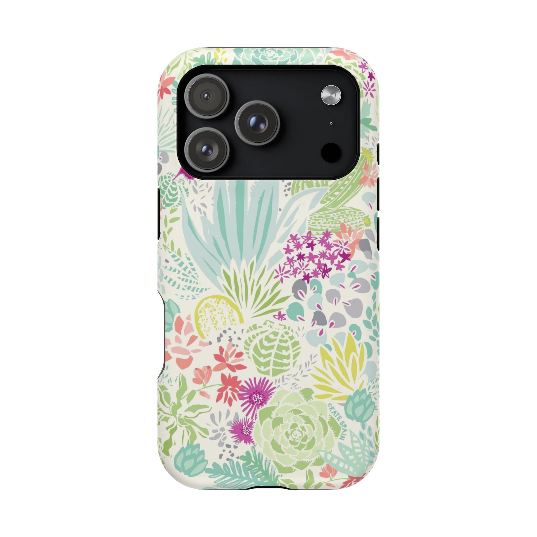 Canyon MagSafe iPhone 17 Pro Case – Matte | aqua, coral, purple, sage green succulent and cactus print