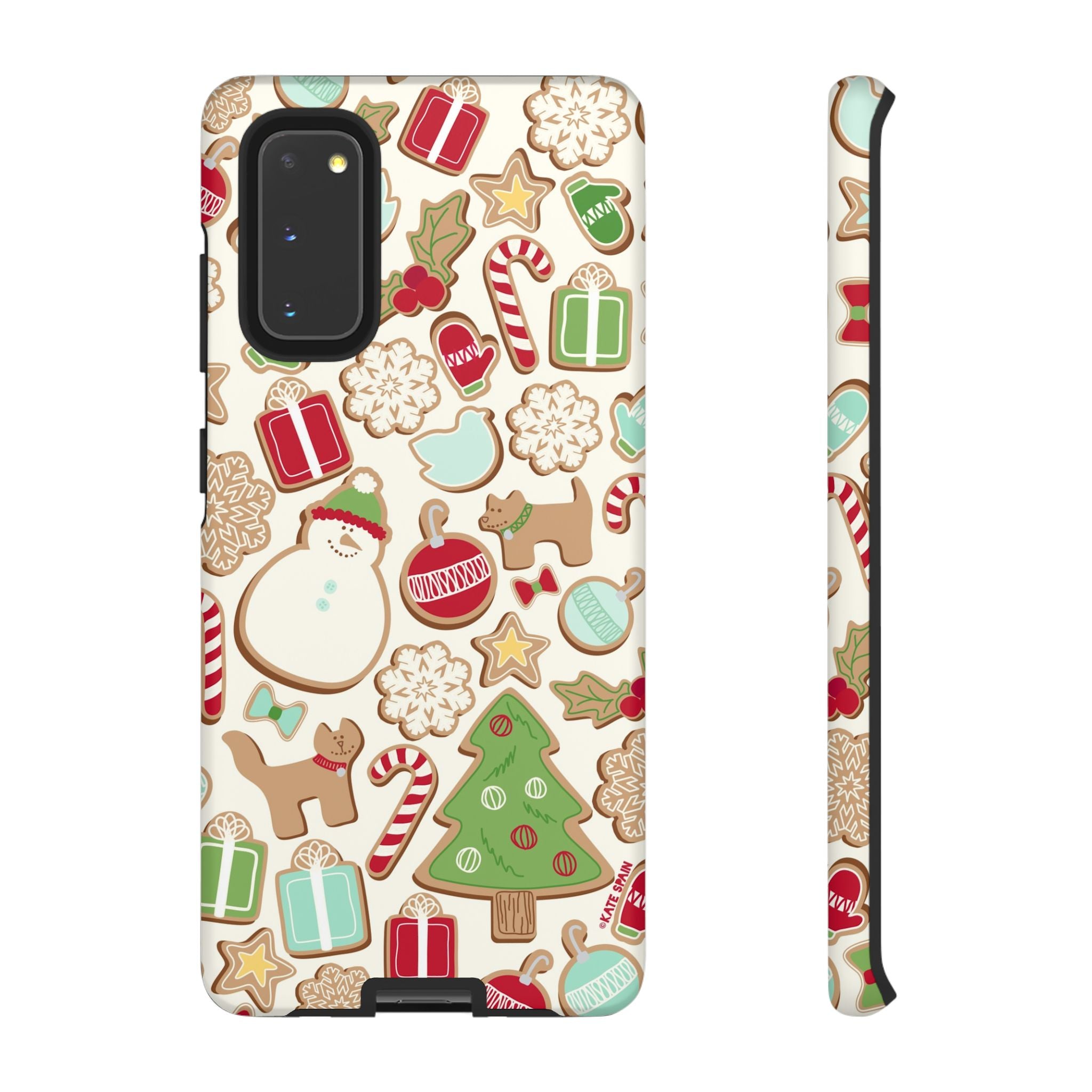 Gingerbread Cookies Samsung Galaxy S20 Case – Matte | cream, red, green gingerbread holiday cookie print