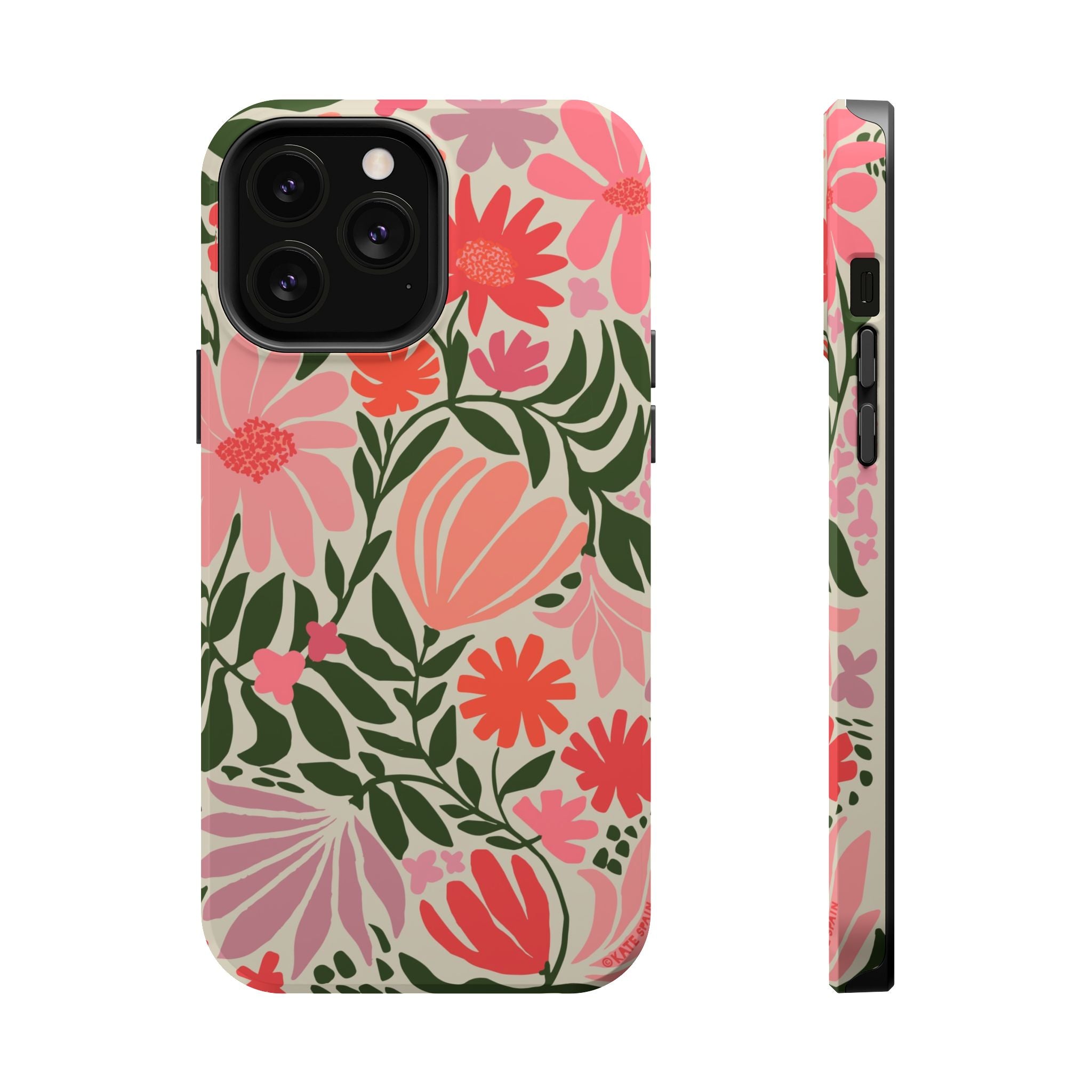 Botanica MagSafe iPhone 13 Pro Max Case – Glossy | coral, pink, sage green botanical wildflower print