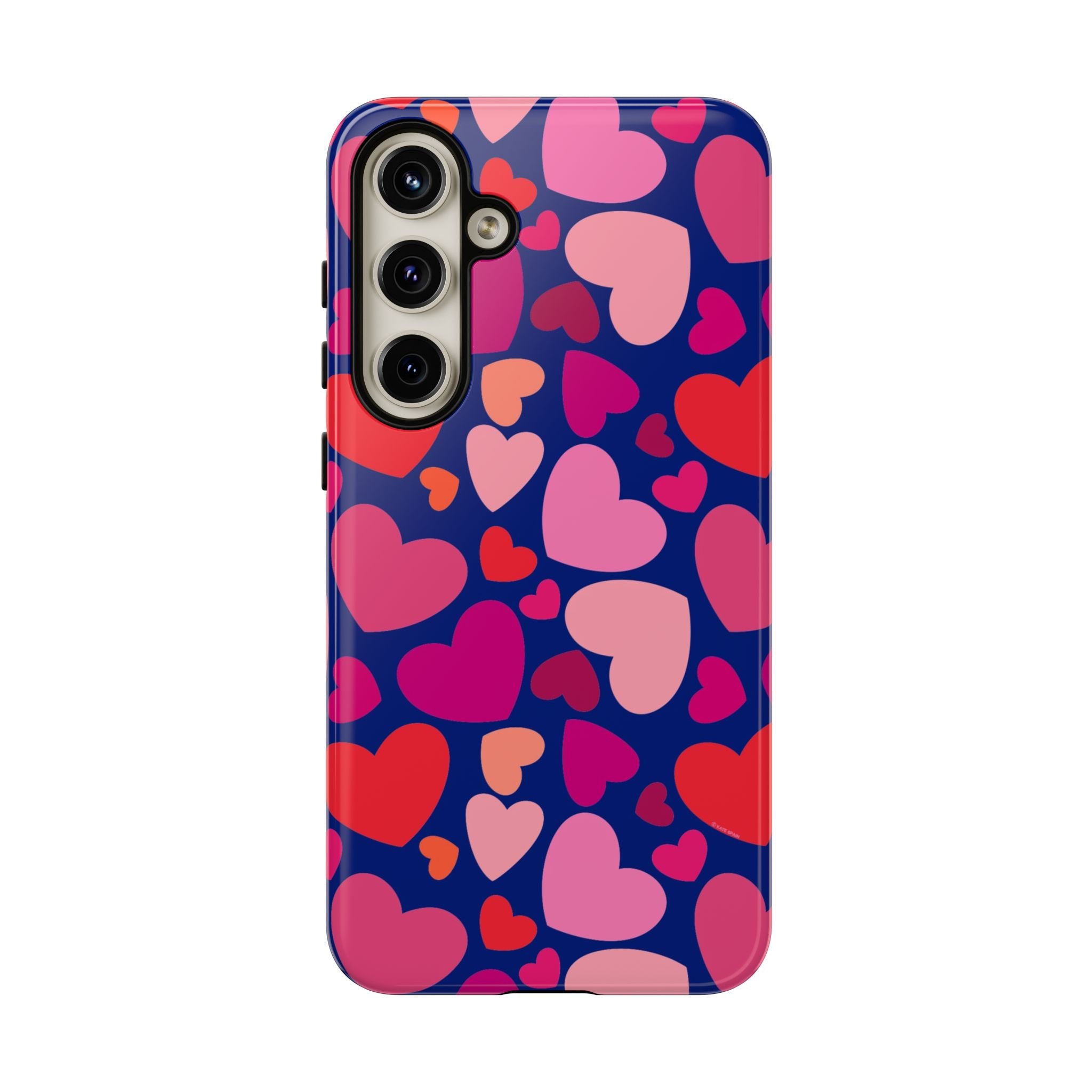 Hearts Samsung Galaxy S24 Plus Case – Glossy | navy, pink, blush, red heart print