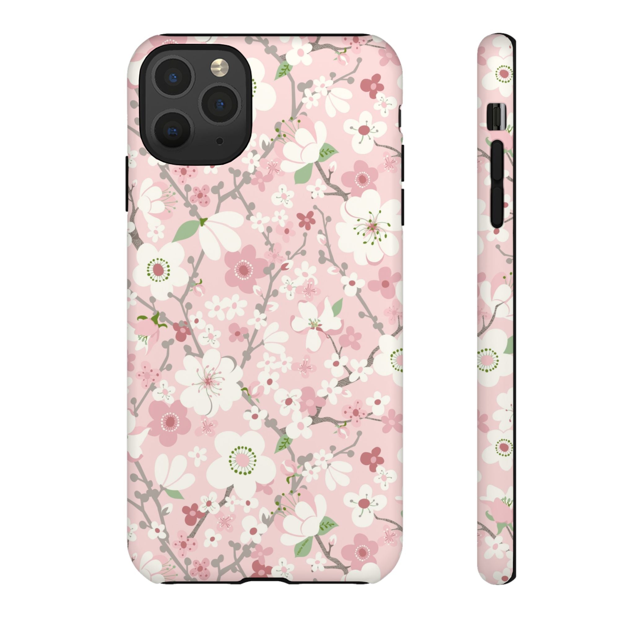 Luxury Pink Cherry Blossom Tough iPhone 11 Pro Max Case – Matte | light pink, white, cherry blossom floral print