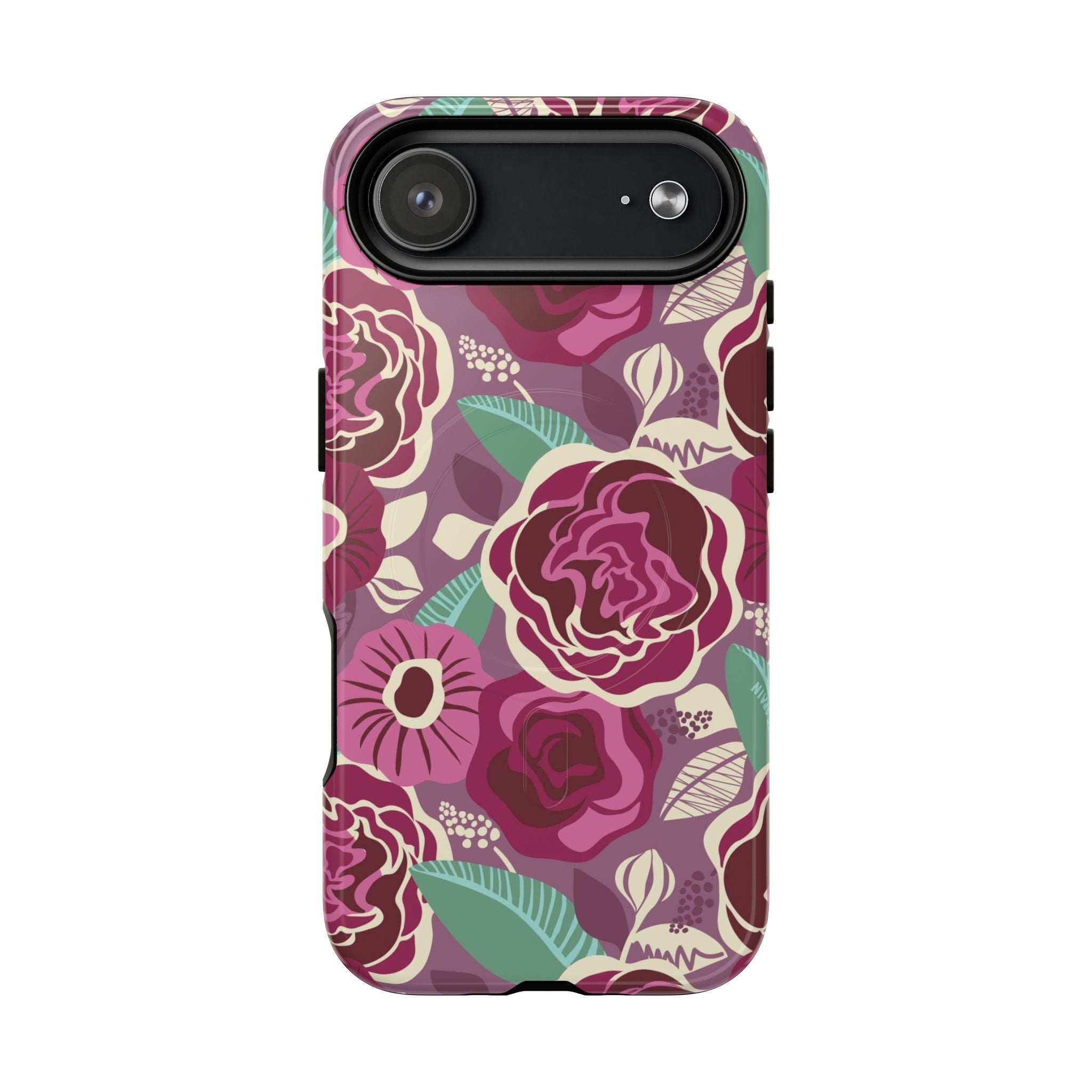Luxury Tea Rose Burgundy MagSafe iPhone 17 Air Case – Glossy | burgundy, magenta, plum botanical rose floral print