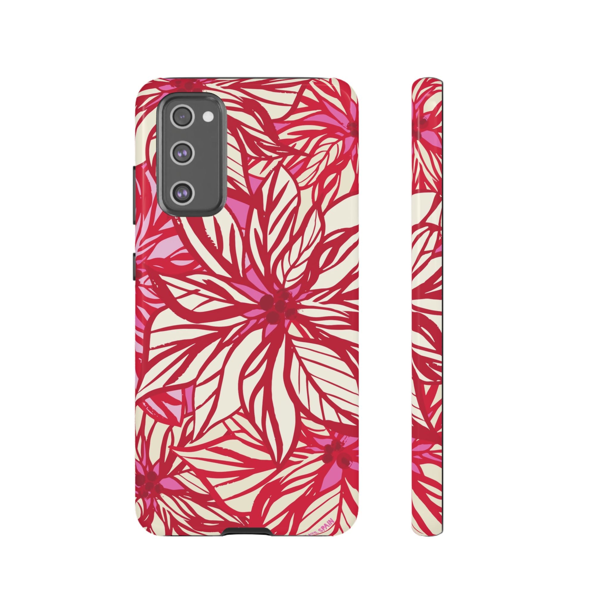 Poinsettia Samsung Galaxy S20 FE Case – Glossy | cream, red, pink poinsettia botanical print