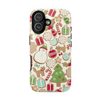 Gingerbread Cookies Tough iPhone 17 Case – Glossy | cream, red, green gingerbread holiday cookie print
