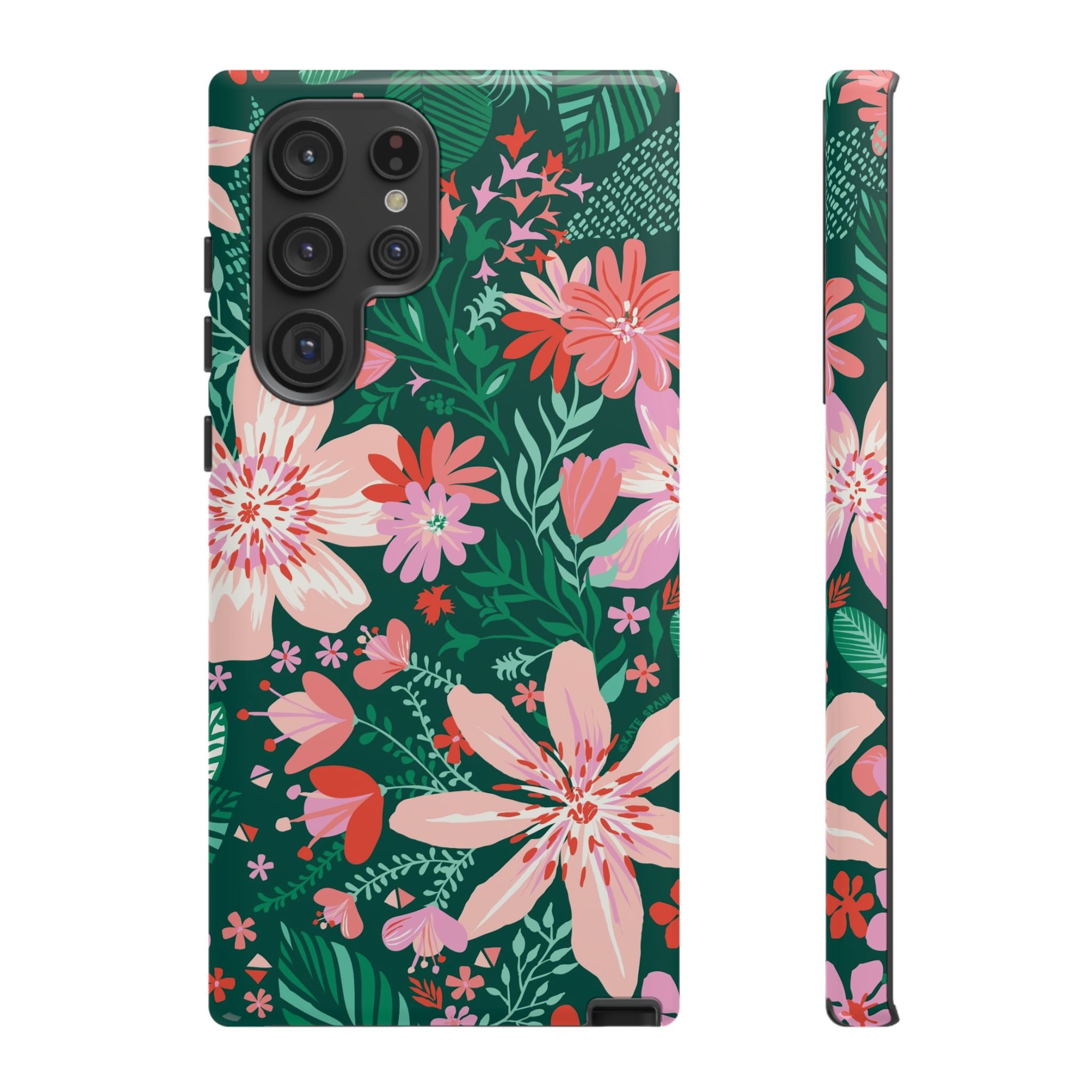 Tropical Bonaire Samsung Galaxy S22 Ultra Case – Glossy | jade, pink, white tropical floral botanical print