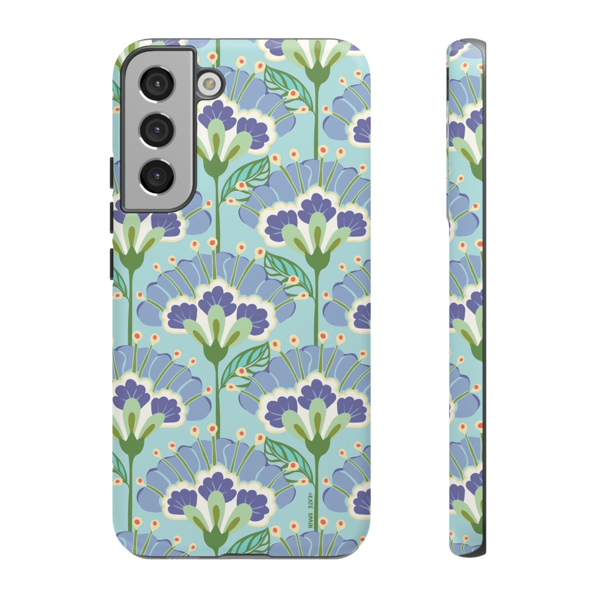 Lantern Flower Samsung Galaxy S22 Plus Case – Matte | light blue, lavender, lime green floral print