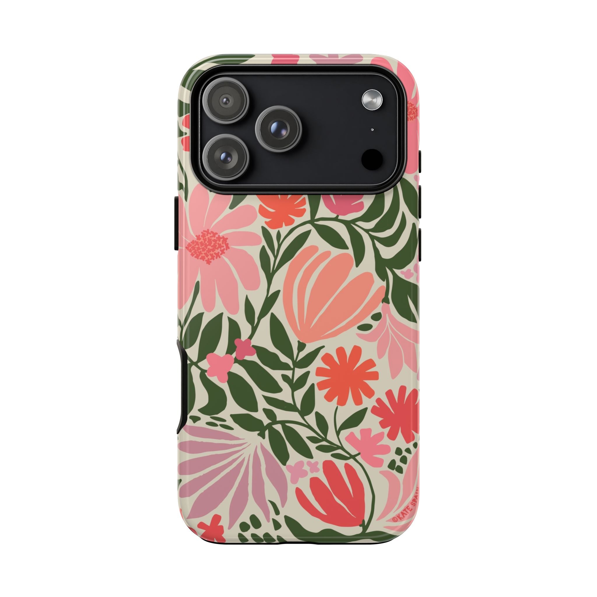 Calendula Tough iPhone 17 Pro Max Case – Glossy | periwinkle, cream, teal graphic daisy floral print