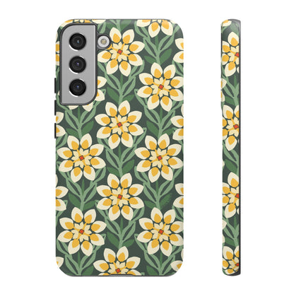 Modern Dahlia Samsung Case - Yellow Green Allover Pattern