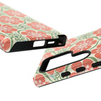 Luxury Barcelona Flowers Samsung Galaxy S24 Ultra Case – Glossy | close-up of sides, buttons, and ports in case in cream, coral, sage botanical floral print
