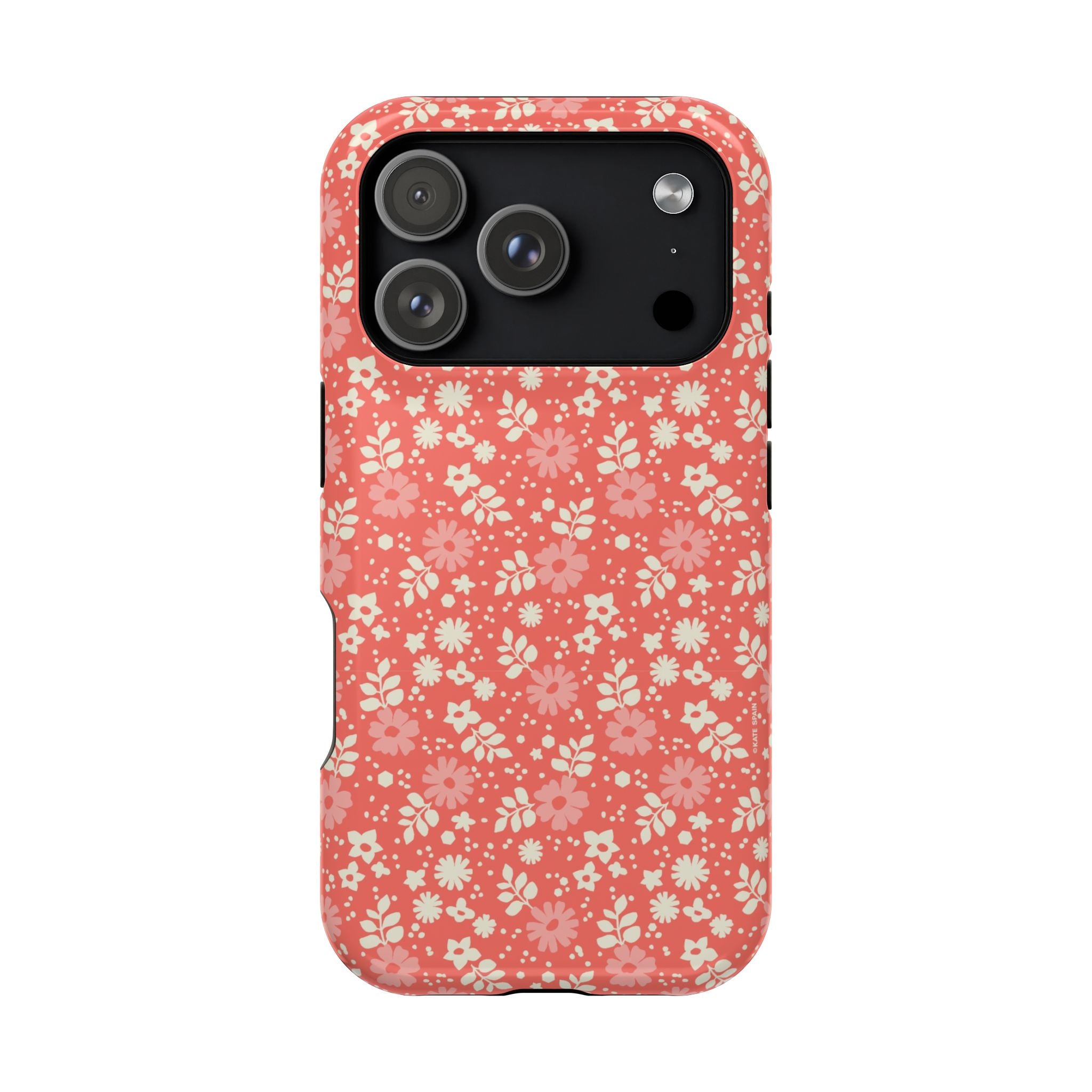 Petaline MagSafe iPhone 17 Pro Case – Glossy | coral, cream, blush dainty ditsy daisy floral print