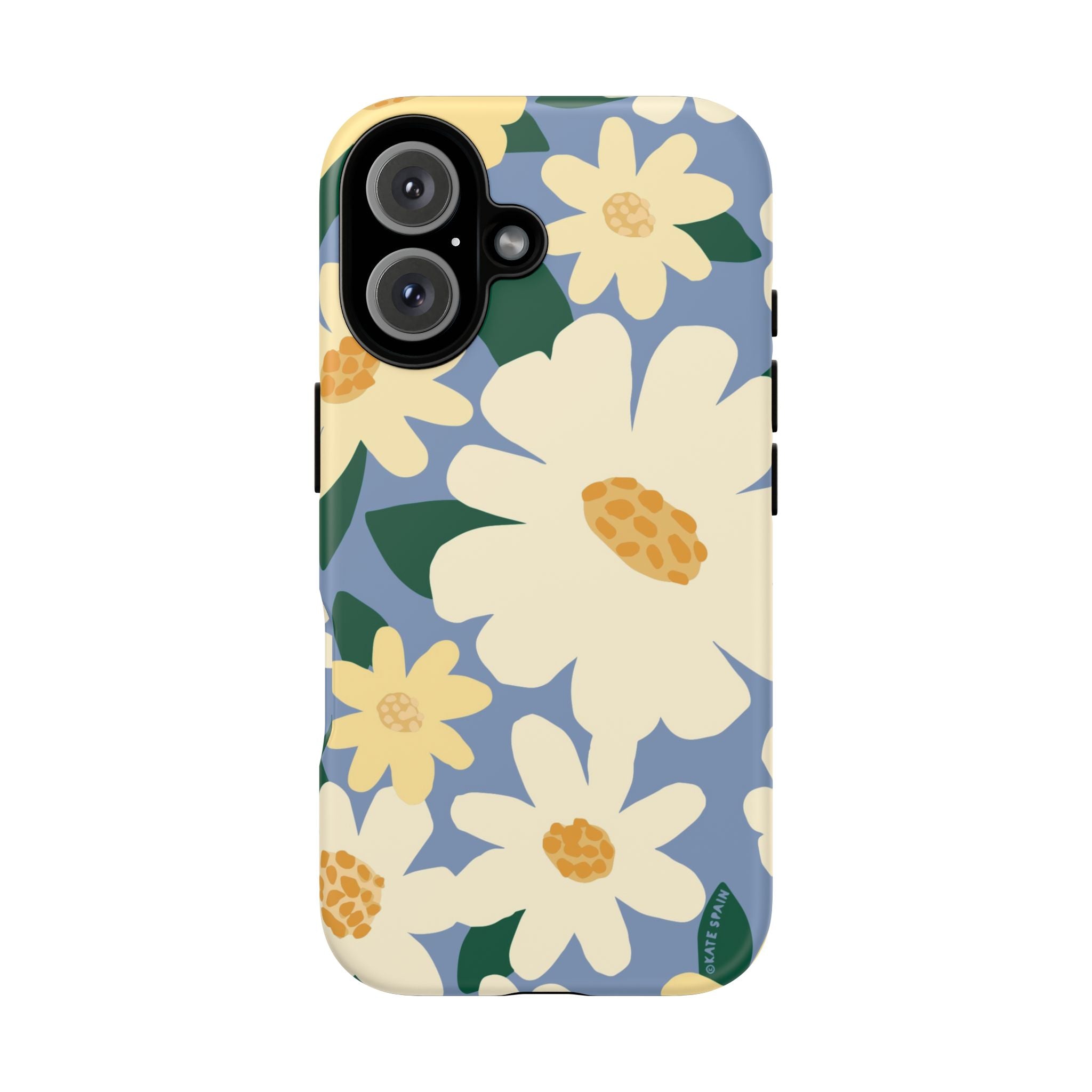 Chamomile Tough iPhone 16 Case – Matte | periwinkle, cream, yellow botanical daisy floral print