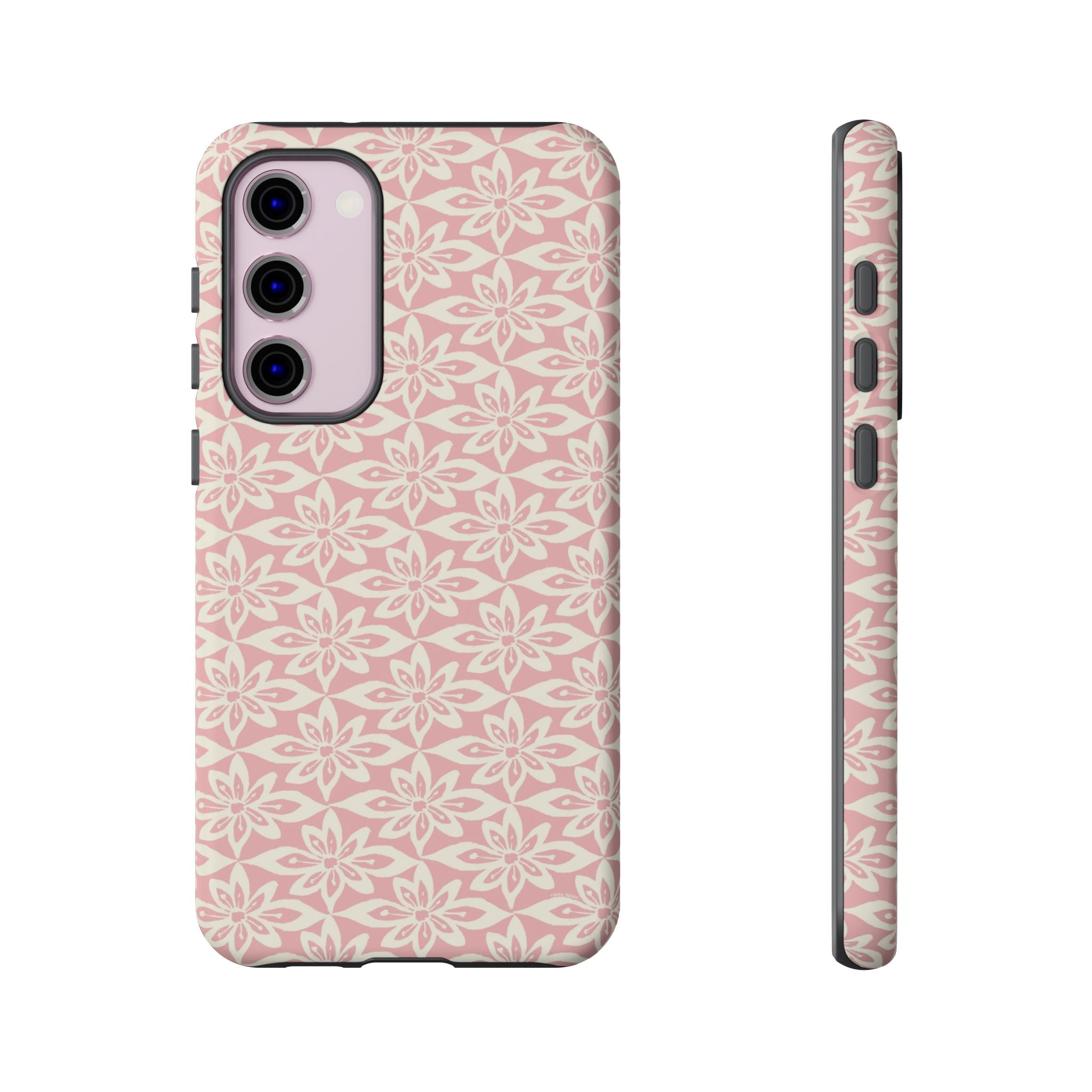 Lily Pastel Pink Samsung Galaxy S23 Plus Matte case — graphic white lily print on dreamy pastel pink — botanical phone case by Kate Spain